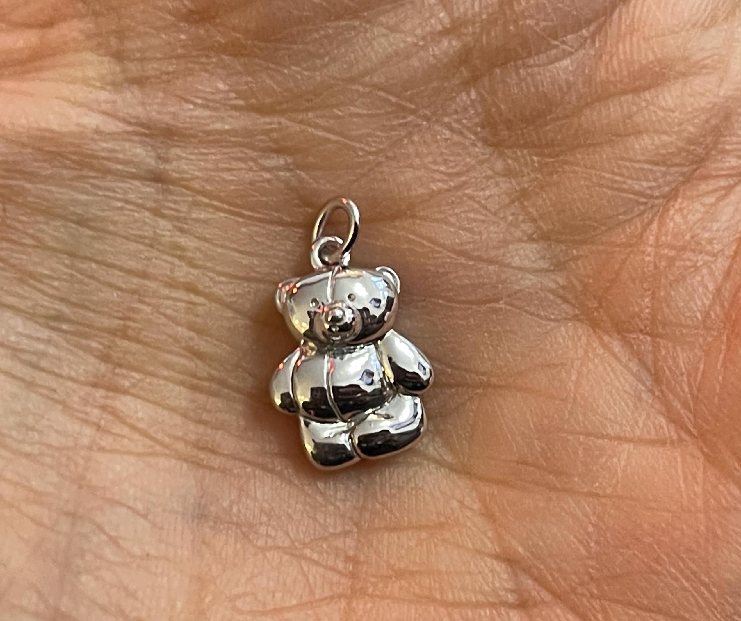 Sterling Silver Rhodium-plated  Polished Teddy Bear Pendant Charm