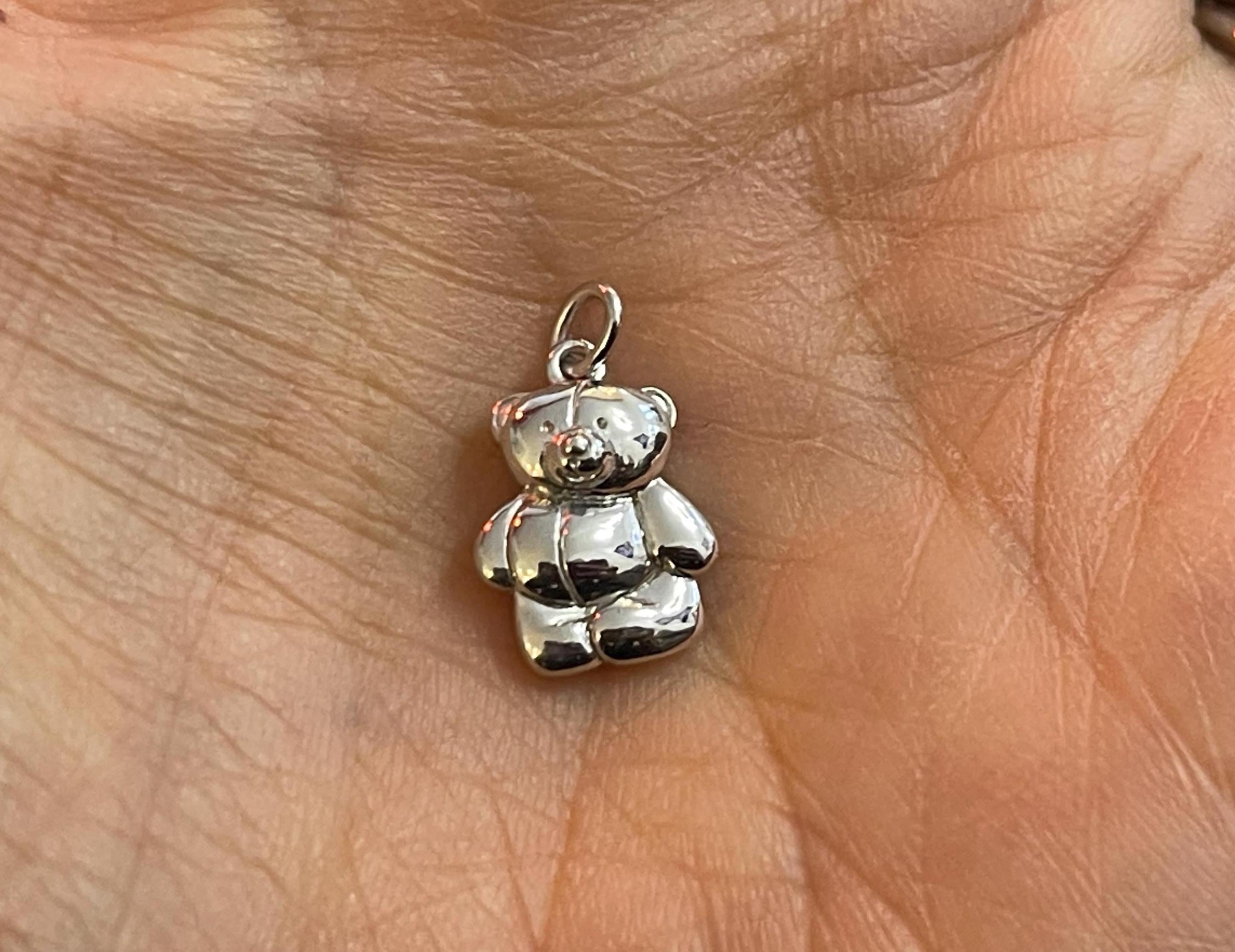 Sterling Silver Rhodium-plated  Polished Teddy Bear Pendant Charm