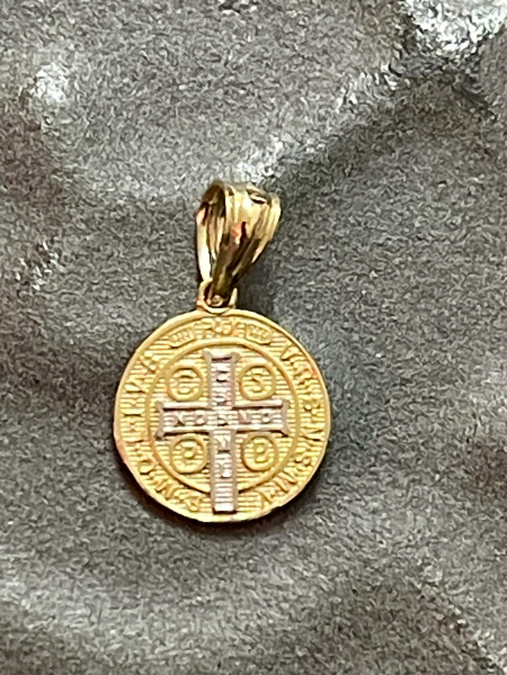10K Yellow Gold with Rhodium San Benito Medal Pendant