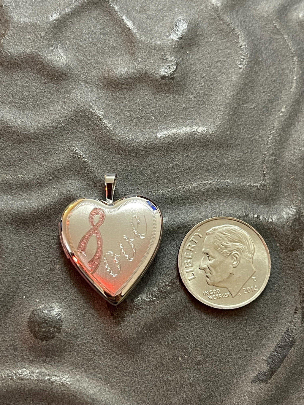 Sterling Silver Rhodium-plated Pink Ribbon Love Heart Locket
