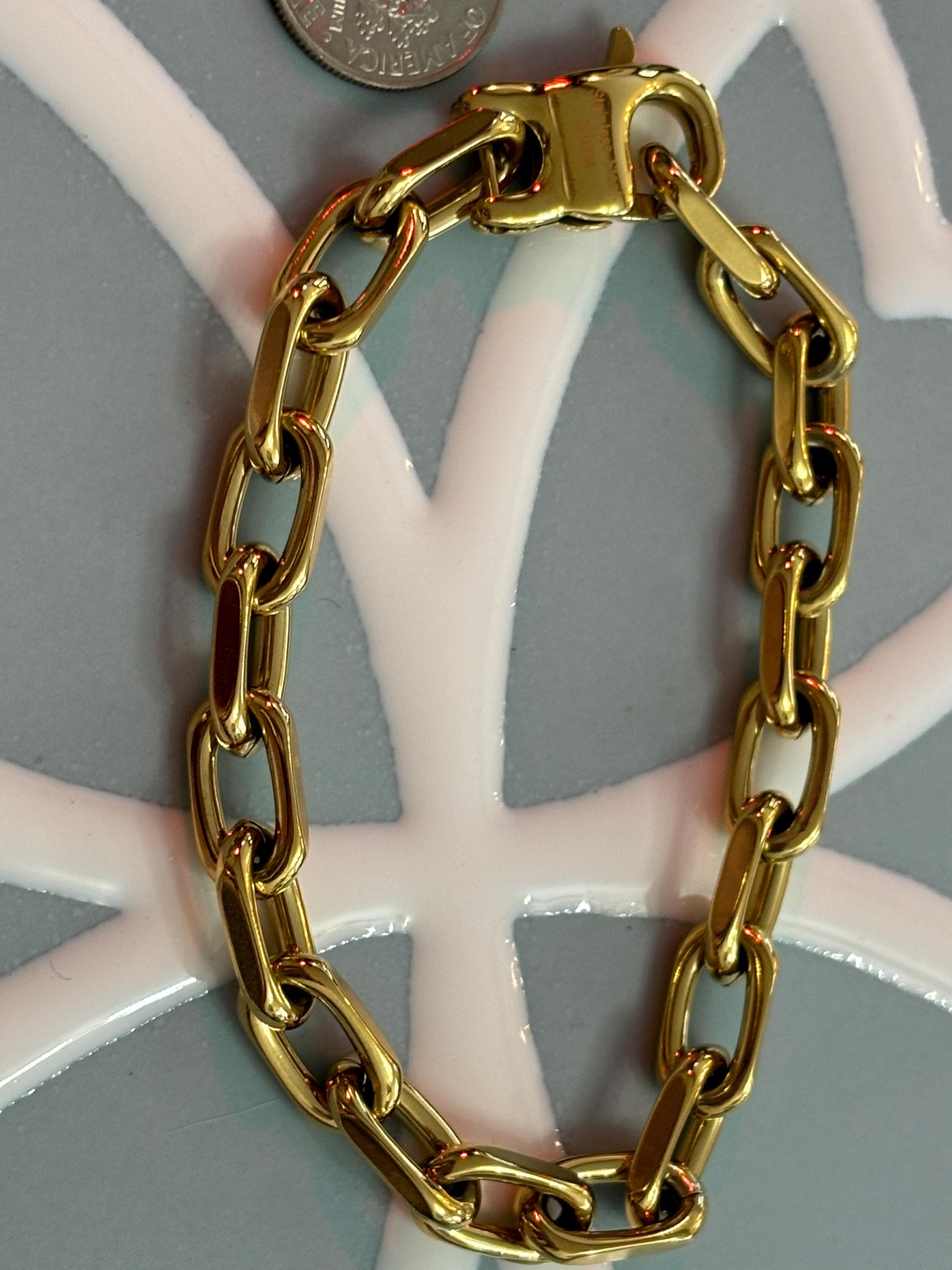 Chisel Stainless Steel Polished Yellow Open Link Bracelet
