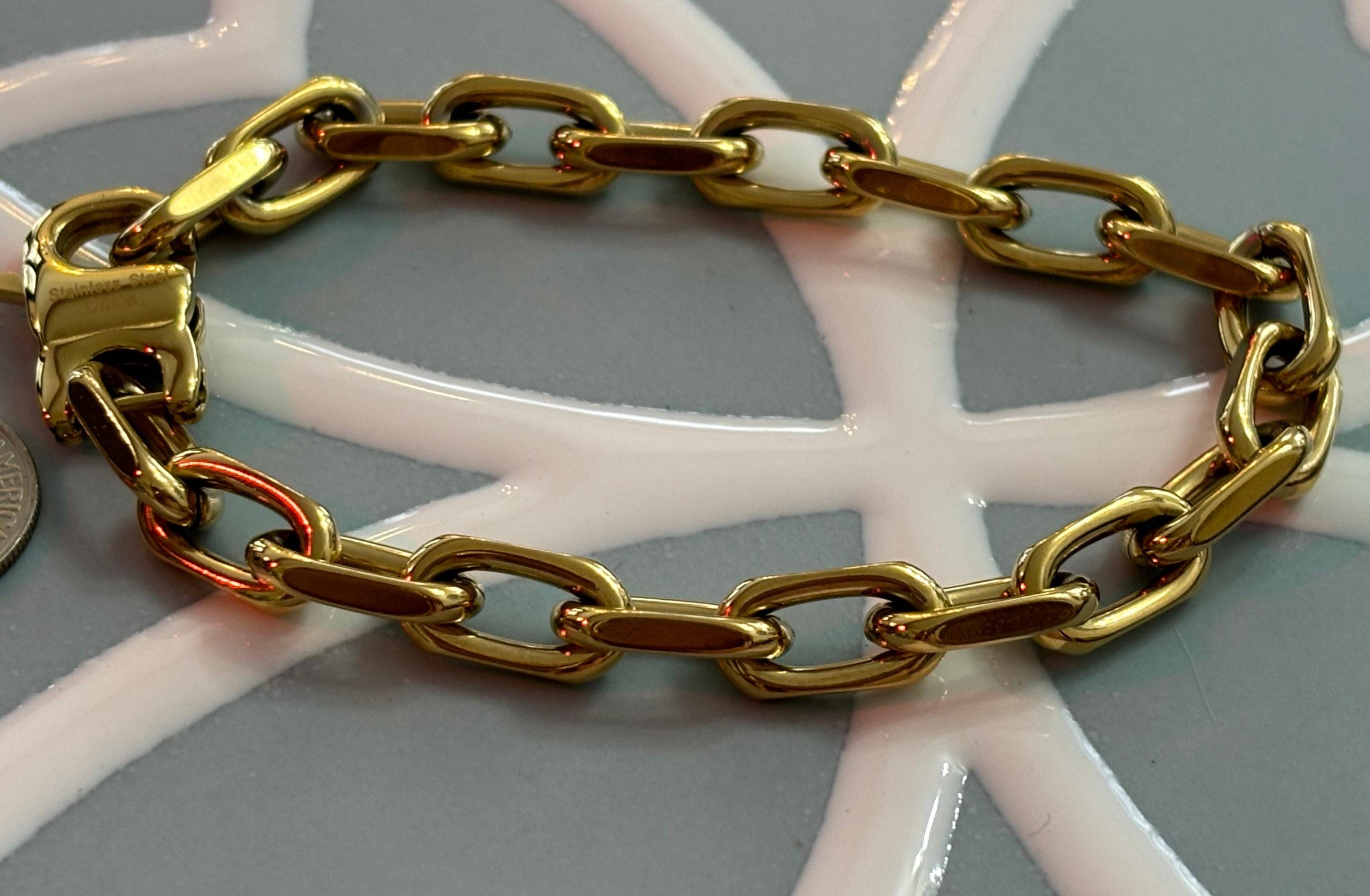 Chisel Stainless Steel Polished Yellow Open Link Bracelet