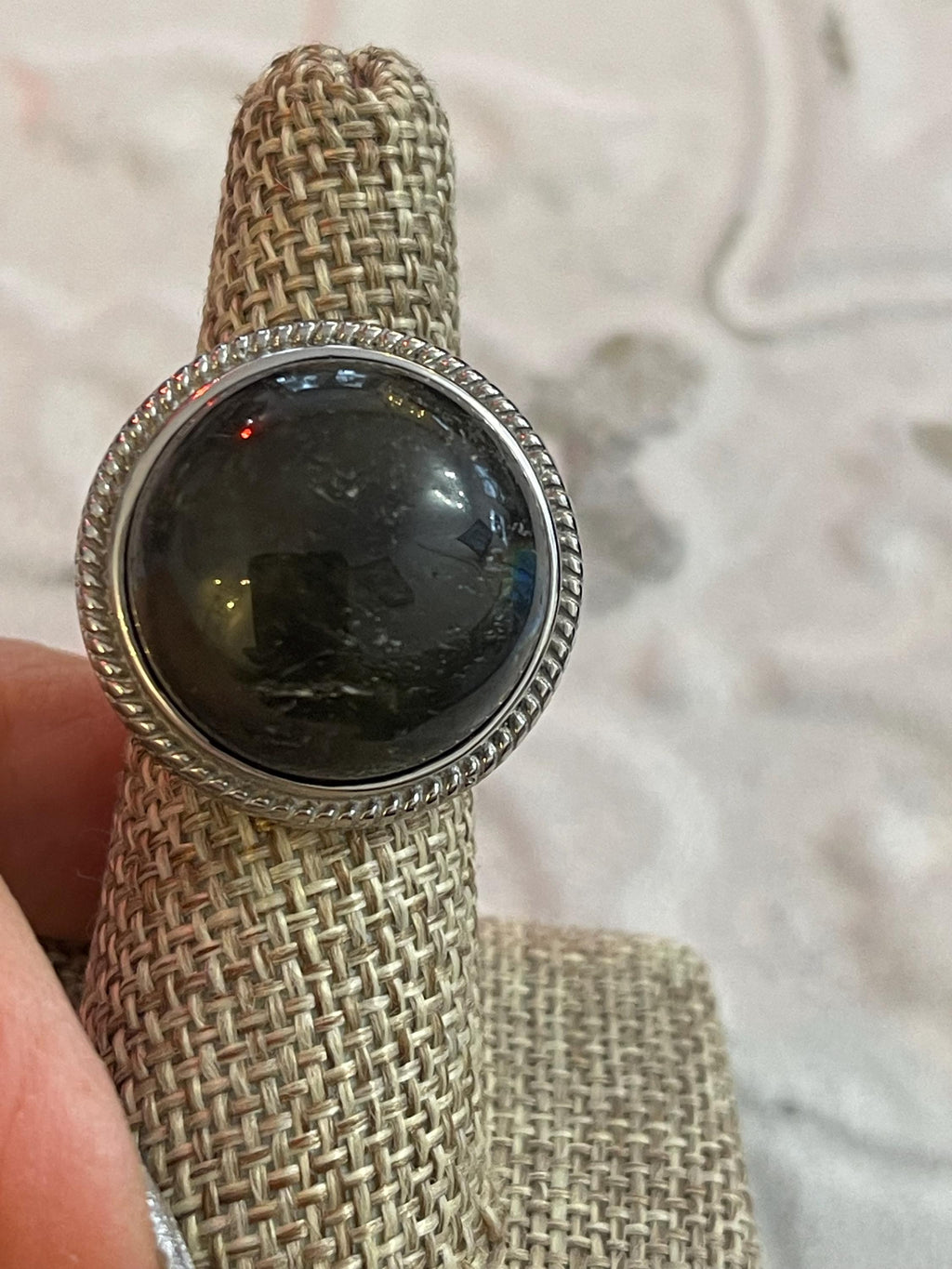 Stainless Steel Polished Labradorite Ring