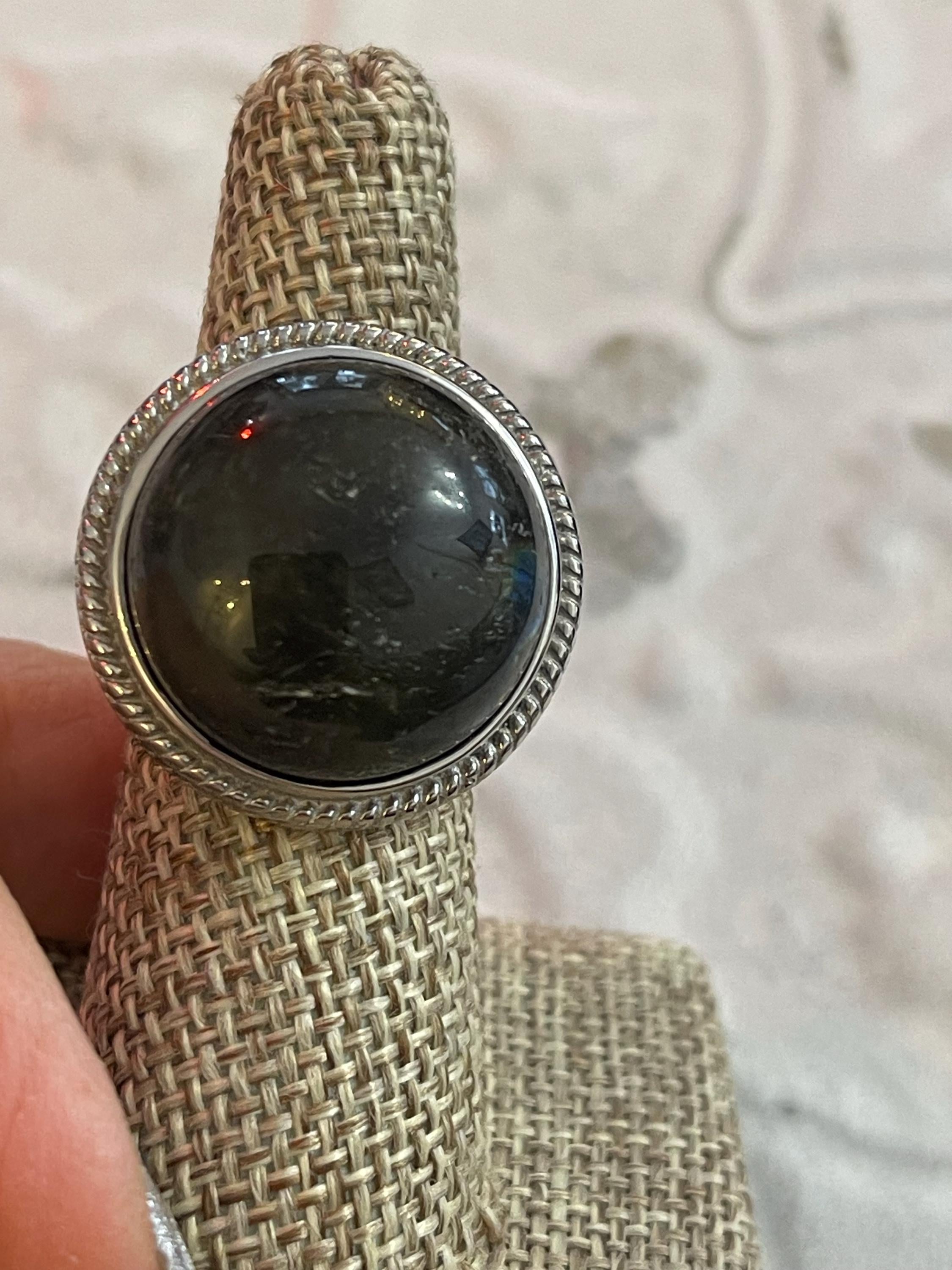 Stainless Steel Polished Labradorite Ring