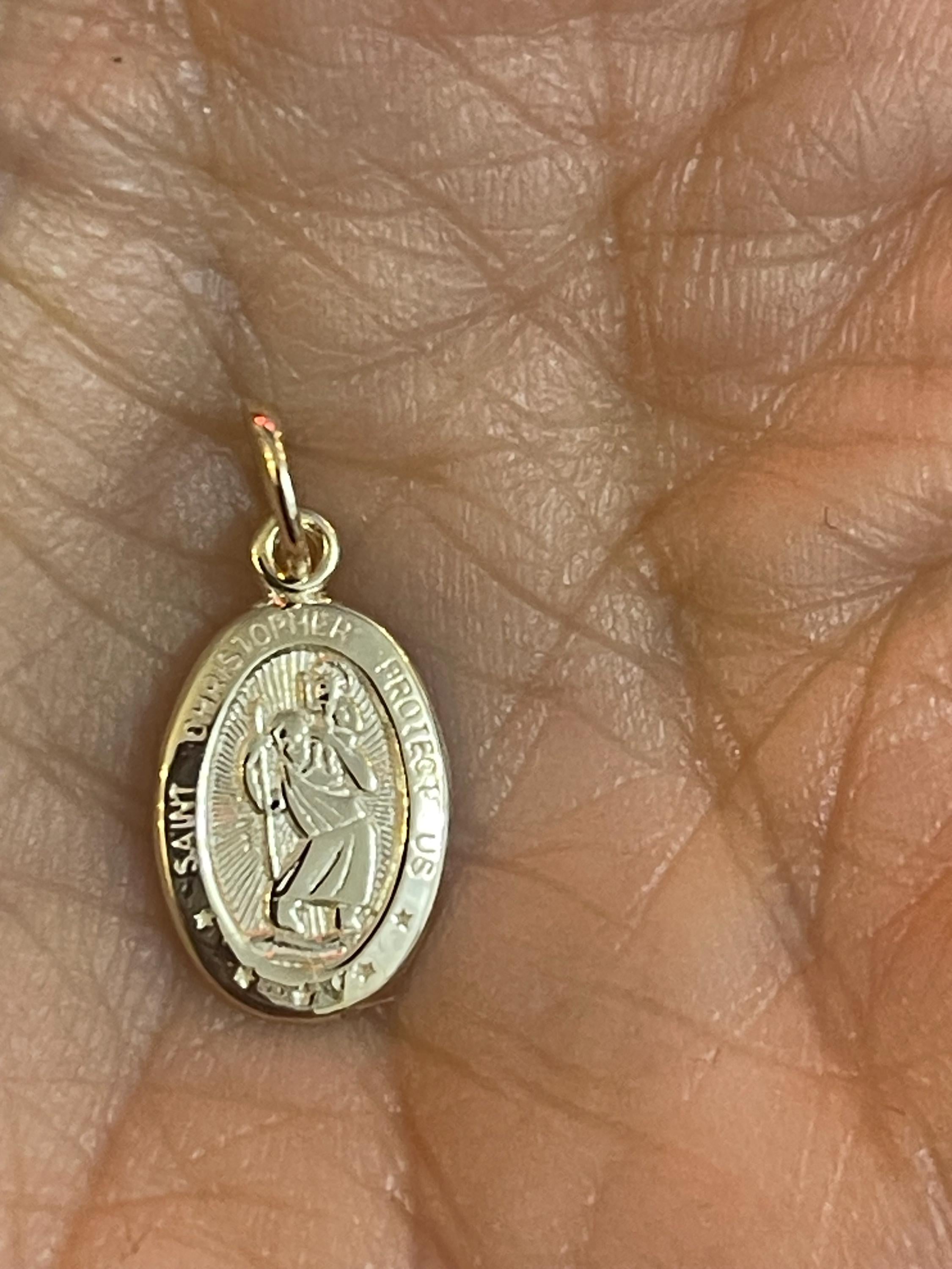 10K Solid Satin St. Christopher Pendant