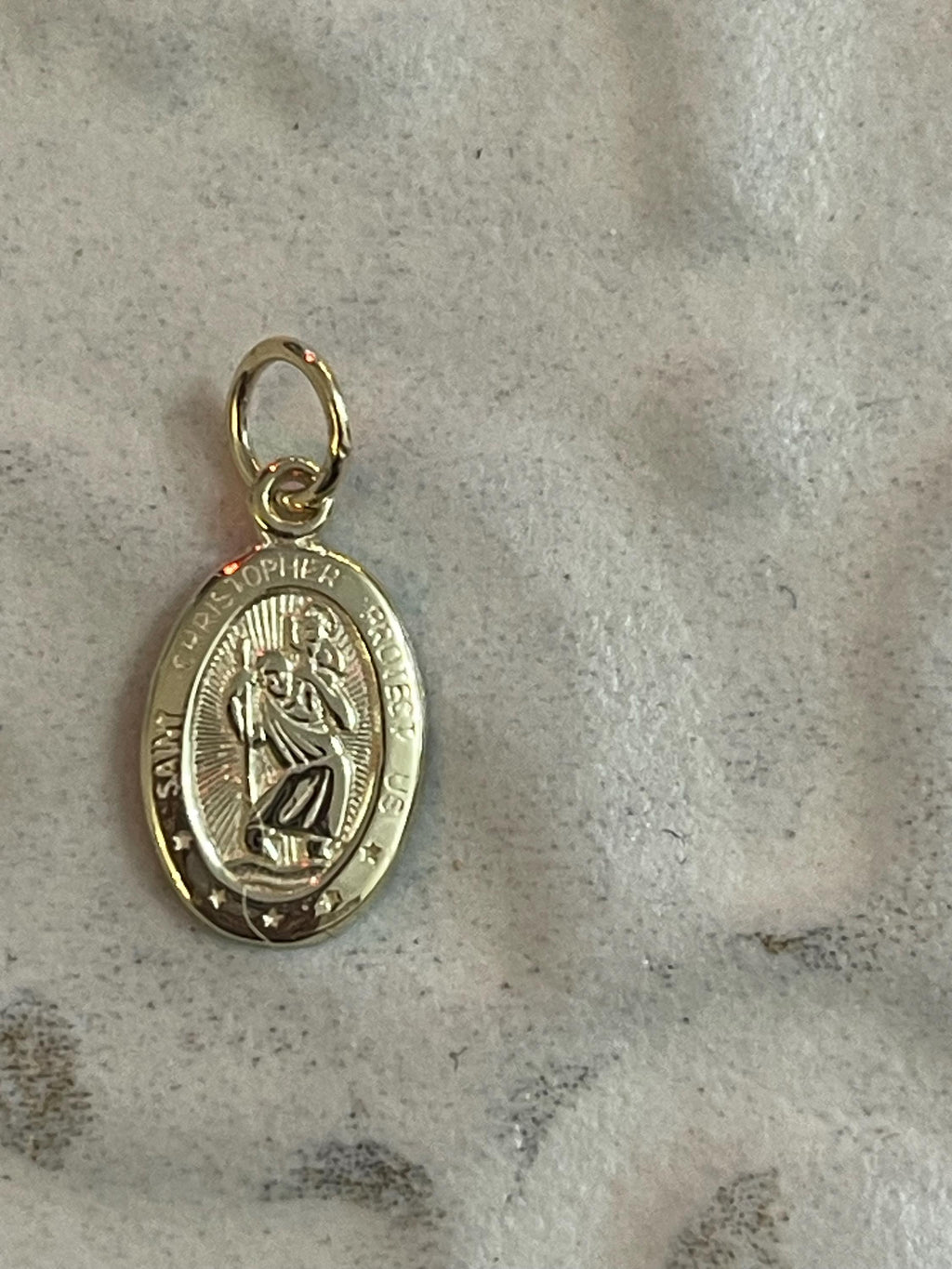 10K Solid Satin St. Christopher Pendant