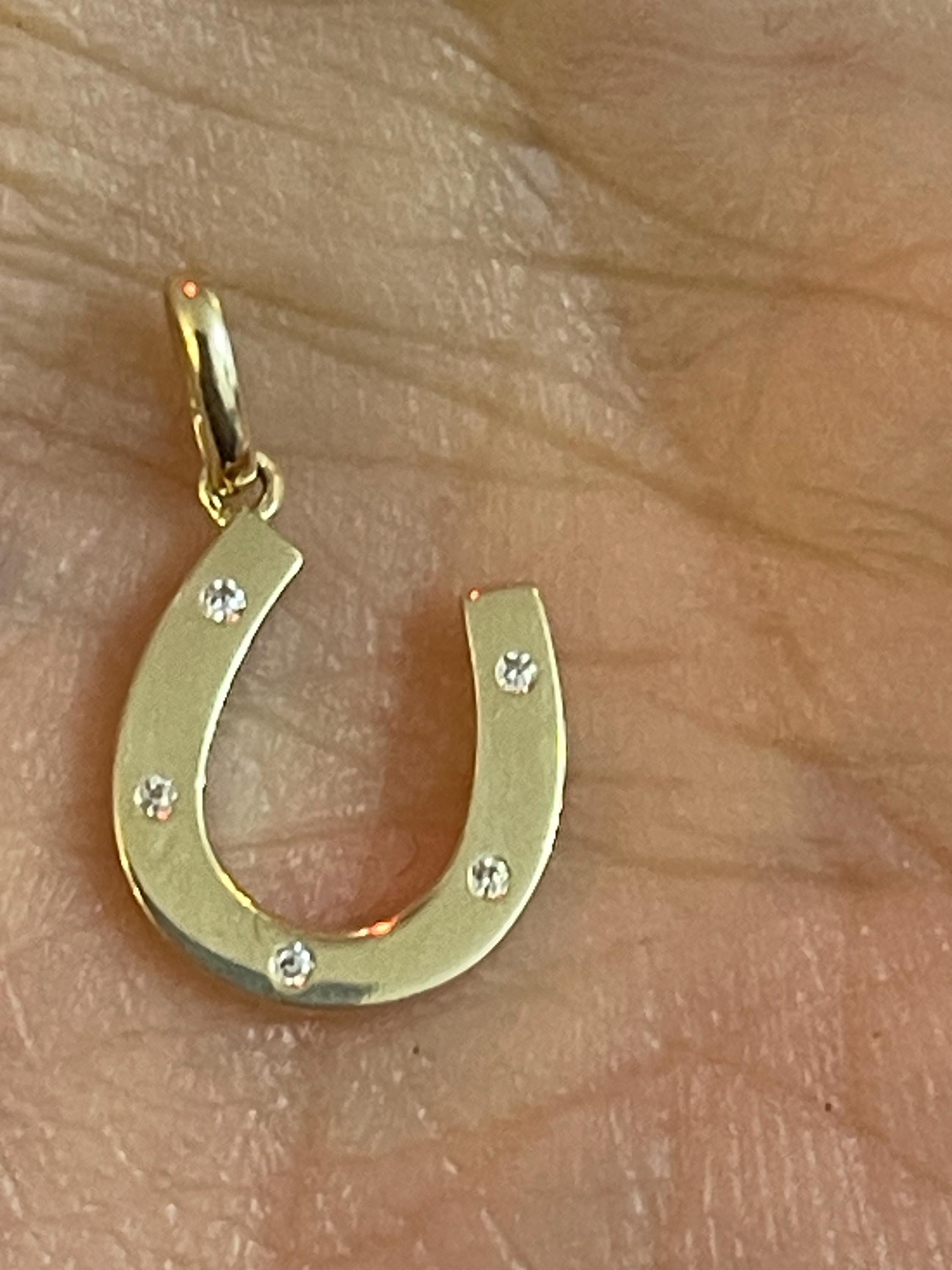 14K CZ Horseshoe Pendant
