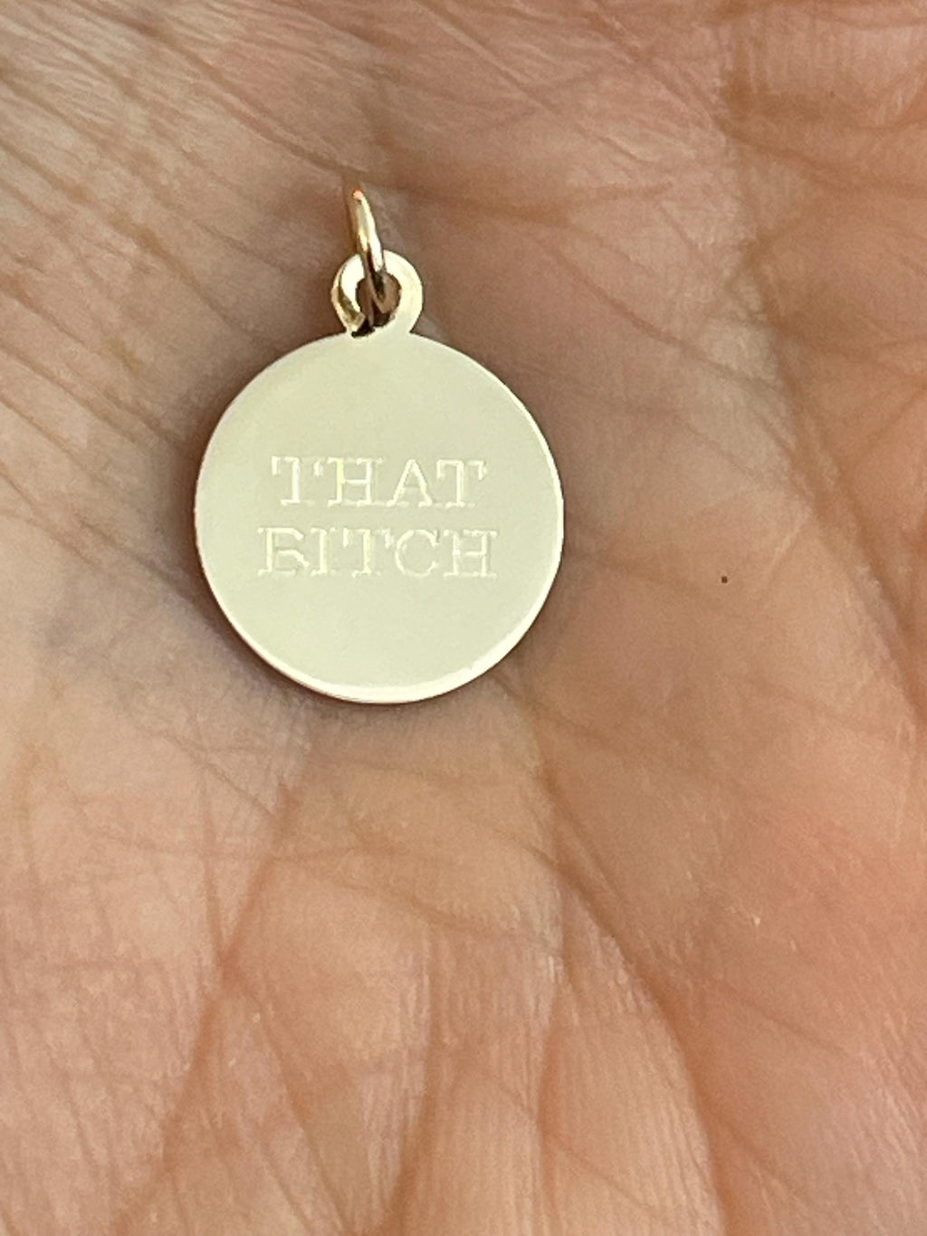 10K Yellow Gold Disc Pendant Charm As Is with Engraving