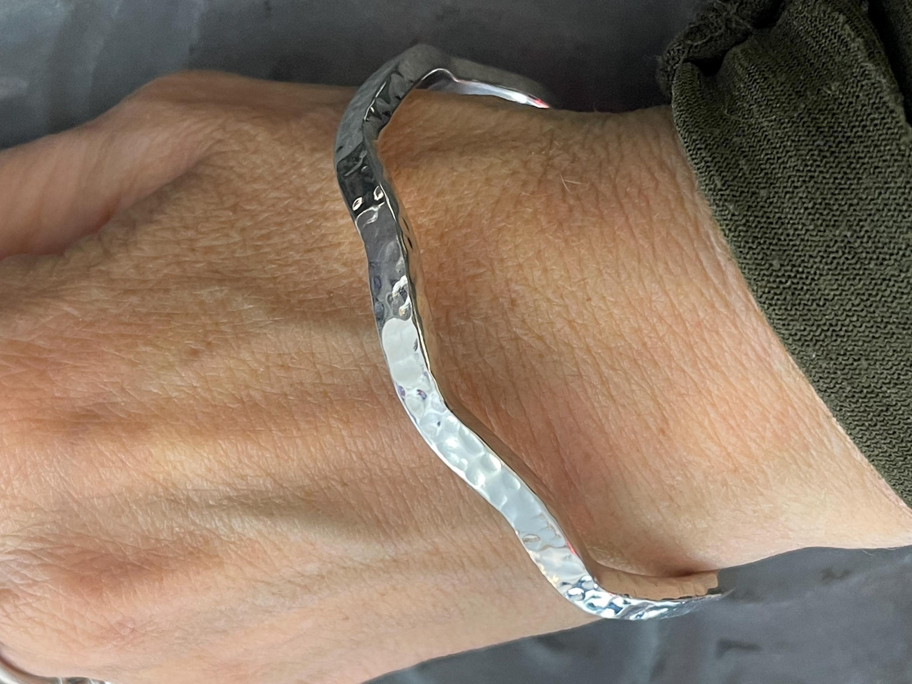 Sterling Silver Wavy Bangle Bracelet
