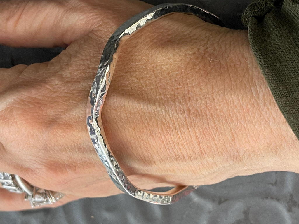 Sterling Silver Wavy Bangle Bracelet