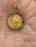 14K Yellow Gold Round Hollow St. Francis of Assisi Medal Pendant 18mm