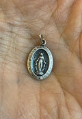 Sterling Silver Oval Miraculous Medal  Charm Pendant 15x11 mm