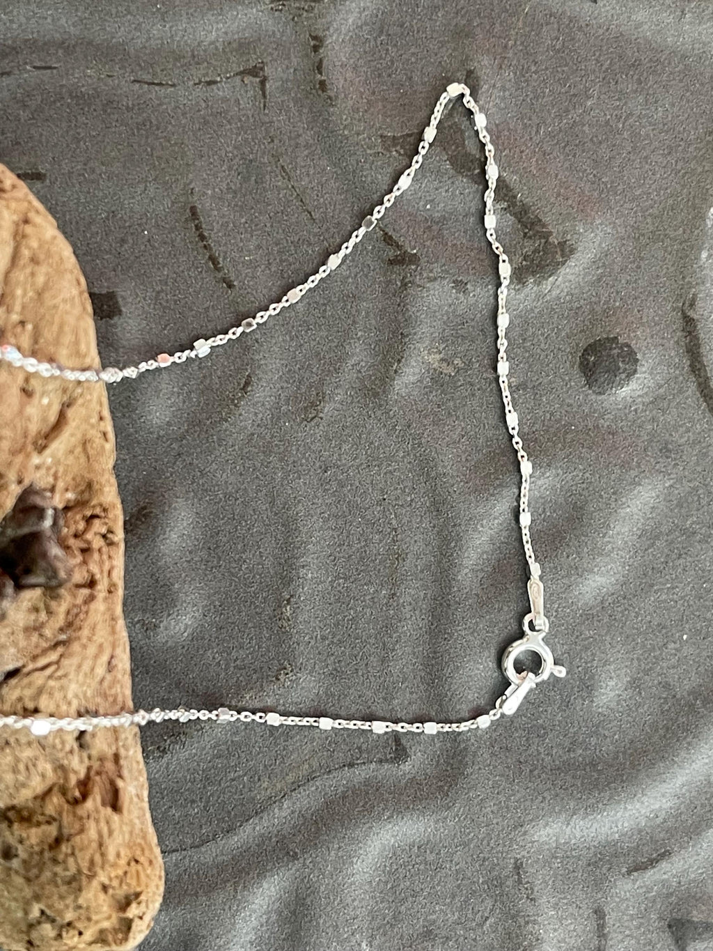 Sterling Silver 1mm Cable Chain with Cube Beads