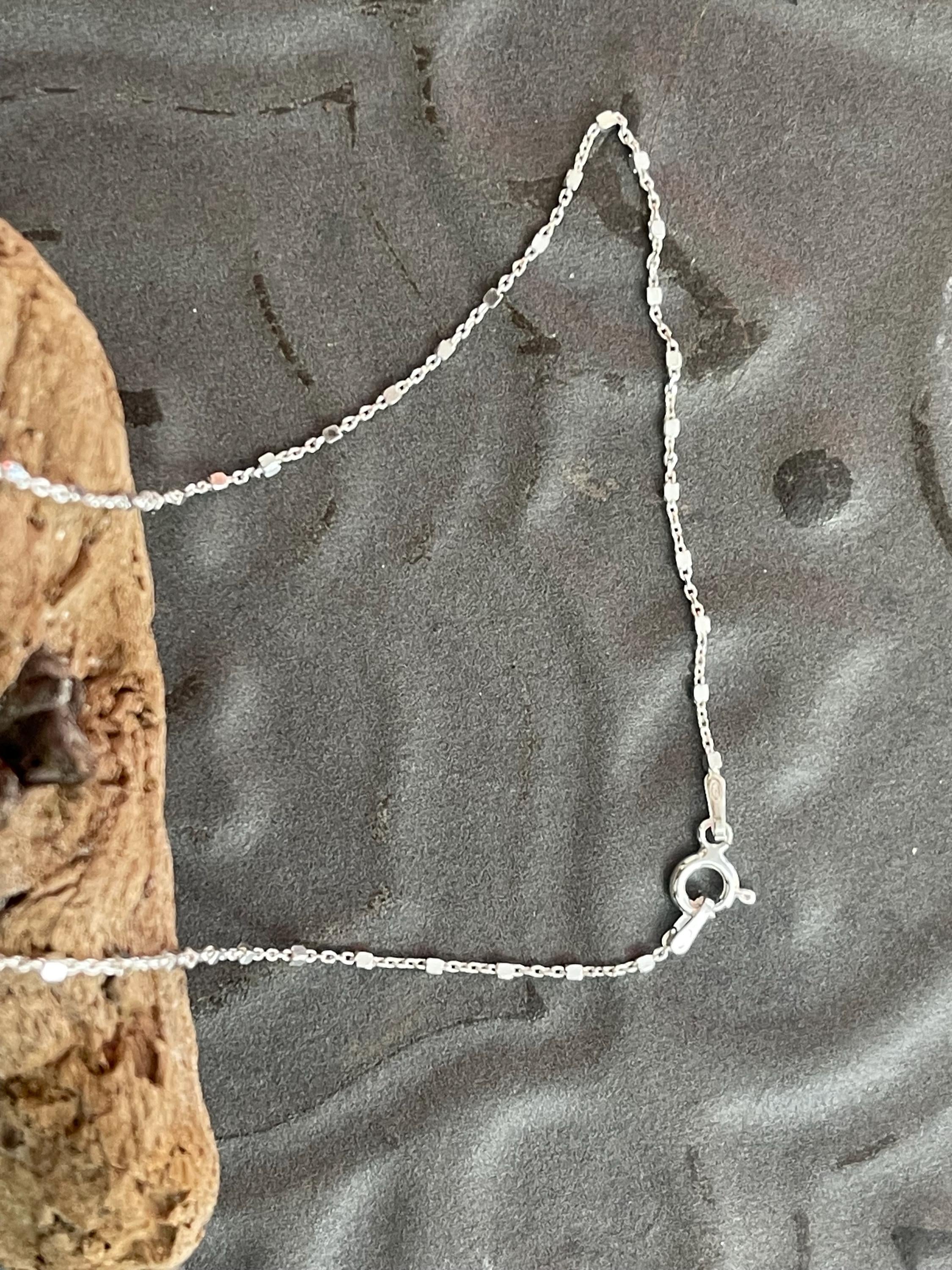 Sterling Silver 1mm Cable Chain with Cube Beads