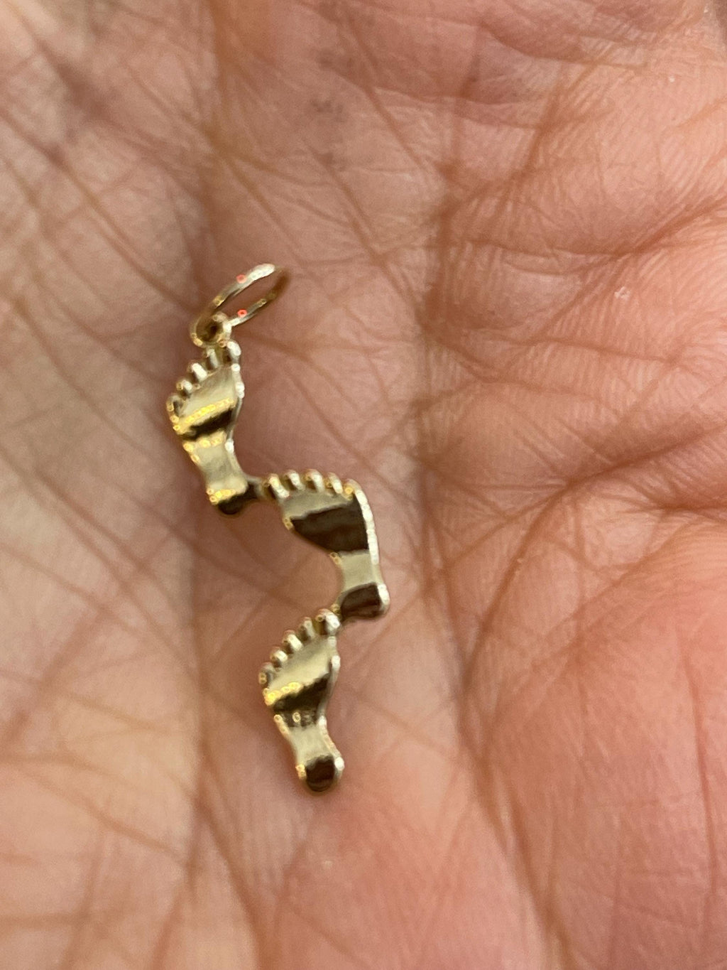 14K Yellow Gold Footprints Pendant