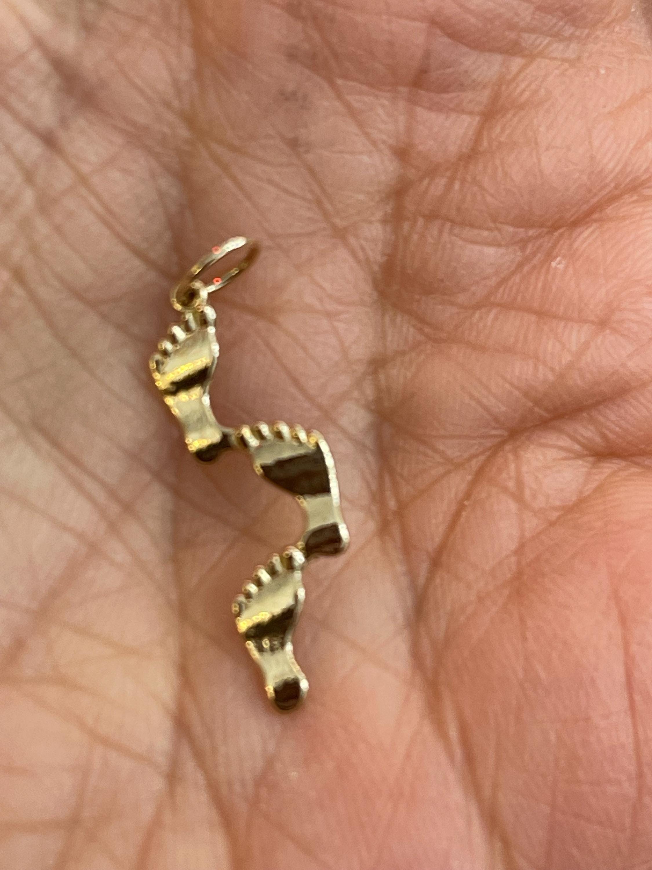 14K Yellow Gold Footprints Pendant