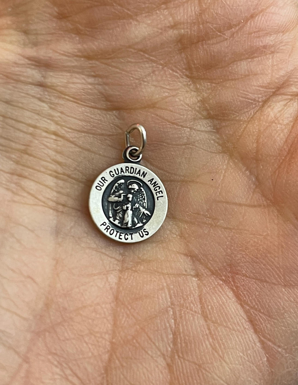 Sterling Silver 15 mm Our Guardian Angel Pendant