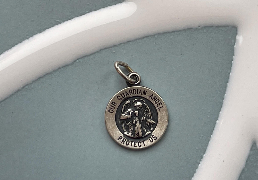 Sterling Silver 15 mm Our Guardian Angel Pendant