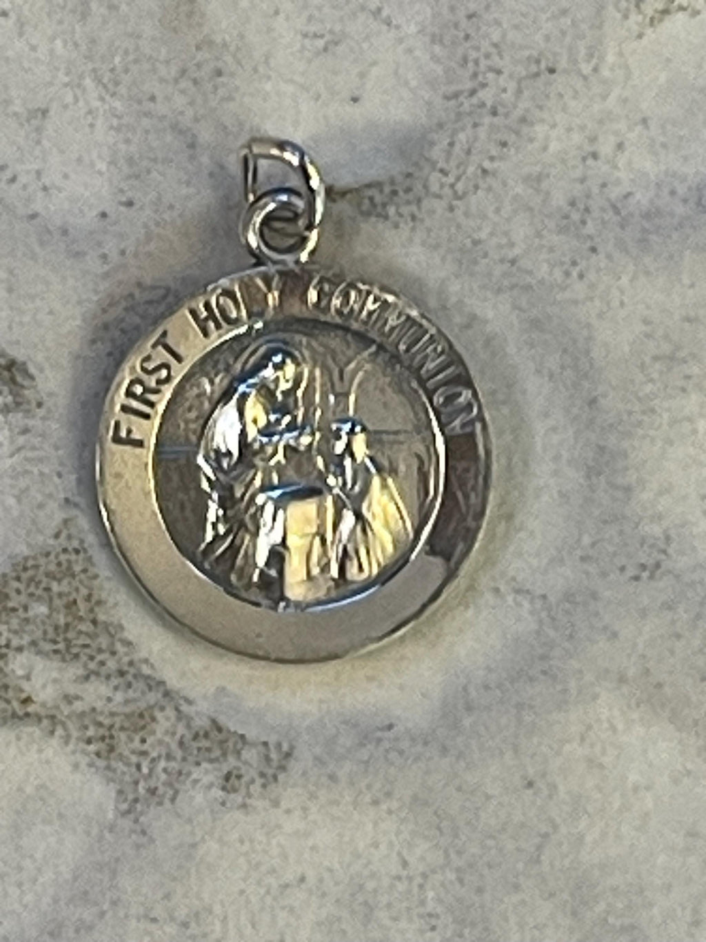 Sterling Silver 15 mm First Communion Medal Charm Pendant