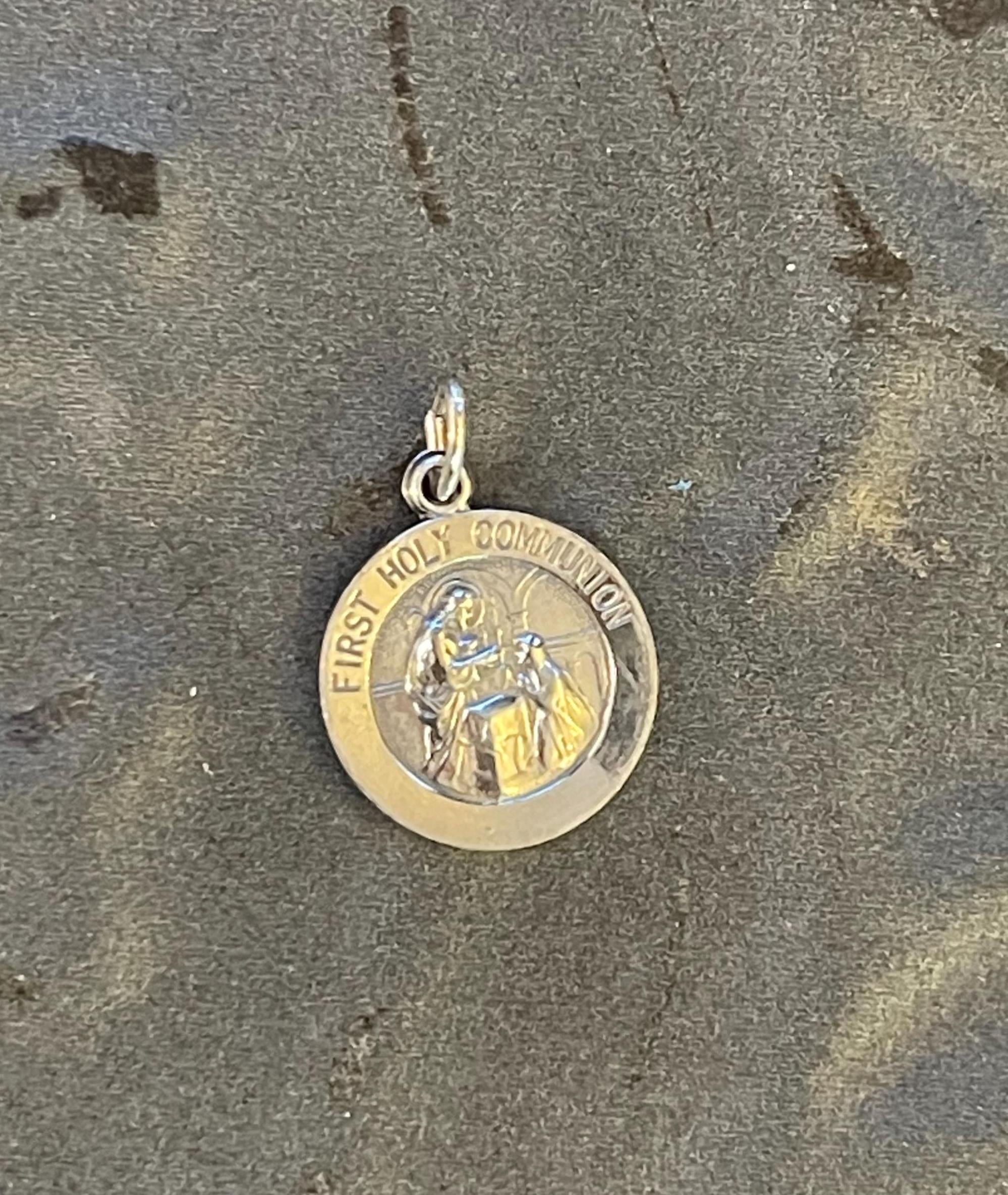 Sterling Silver 15 mm First Communion Medal Charm Pendant