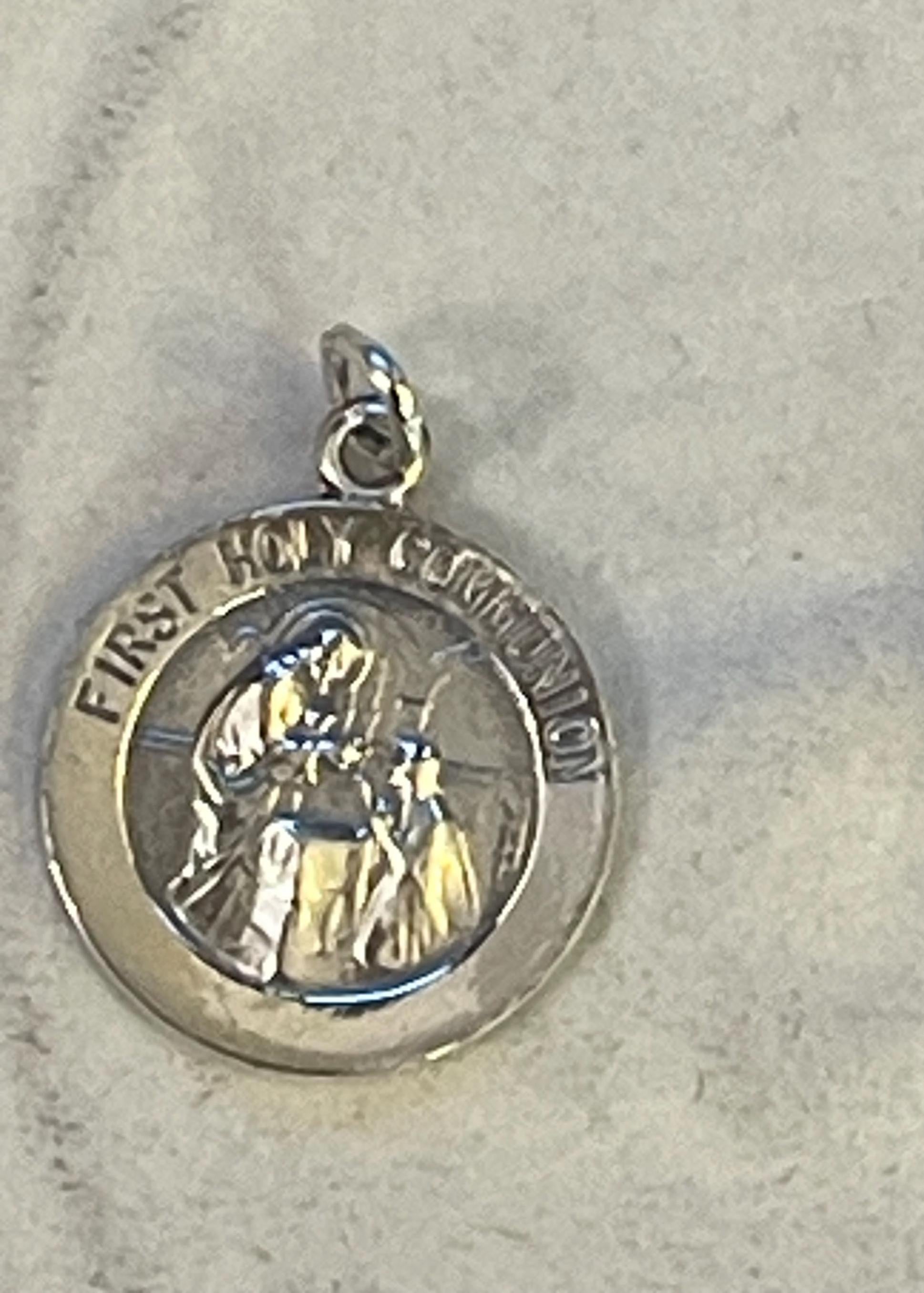 Sterling Silver 15 mm First Communion Medal Charm Pendant