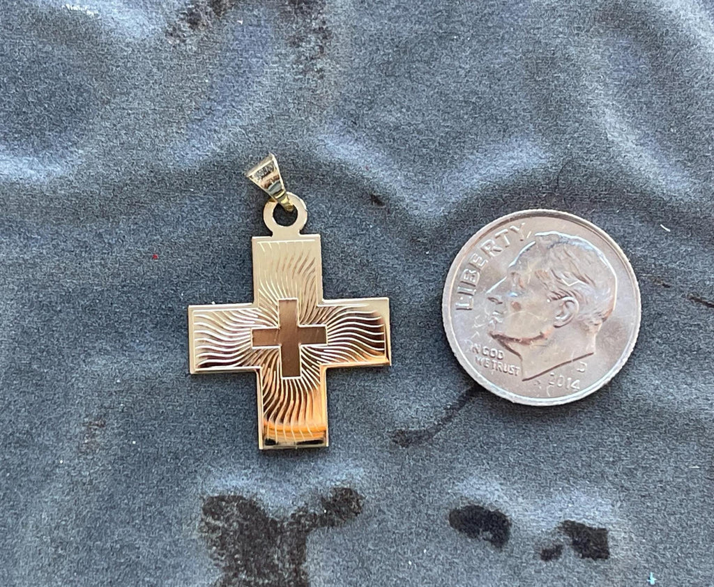 14K Yellow Gold Greek Cross Pendant 20.5 x 18 mm