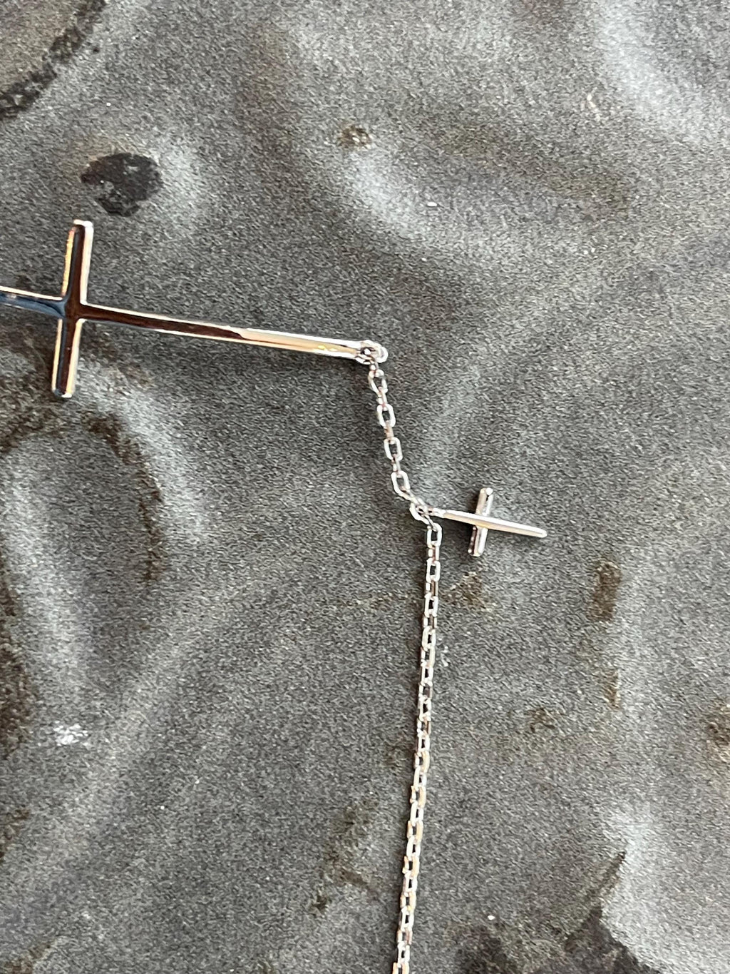 Sterling Silver Rhodium-Plated Sideways Cross Bracelet