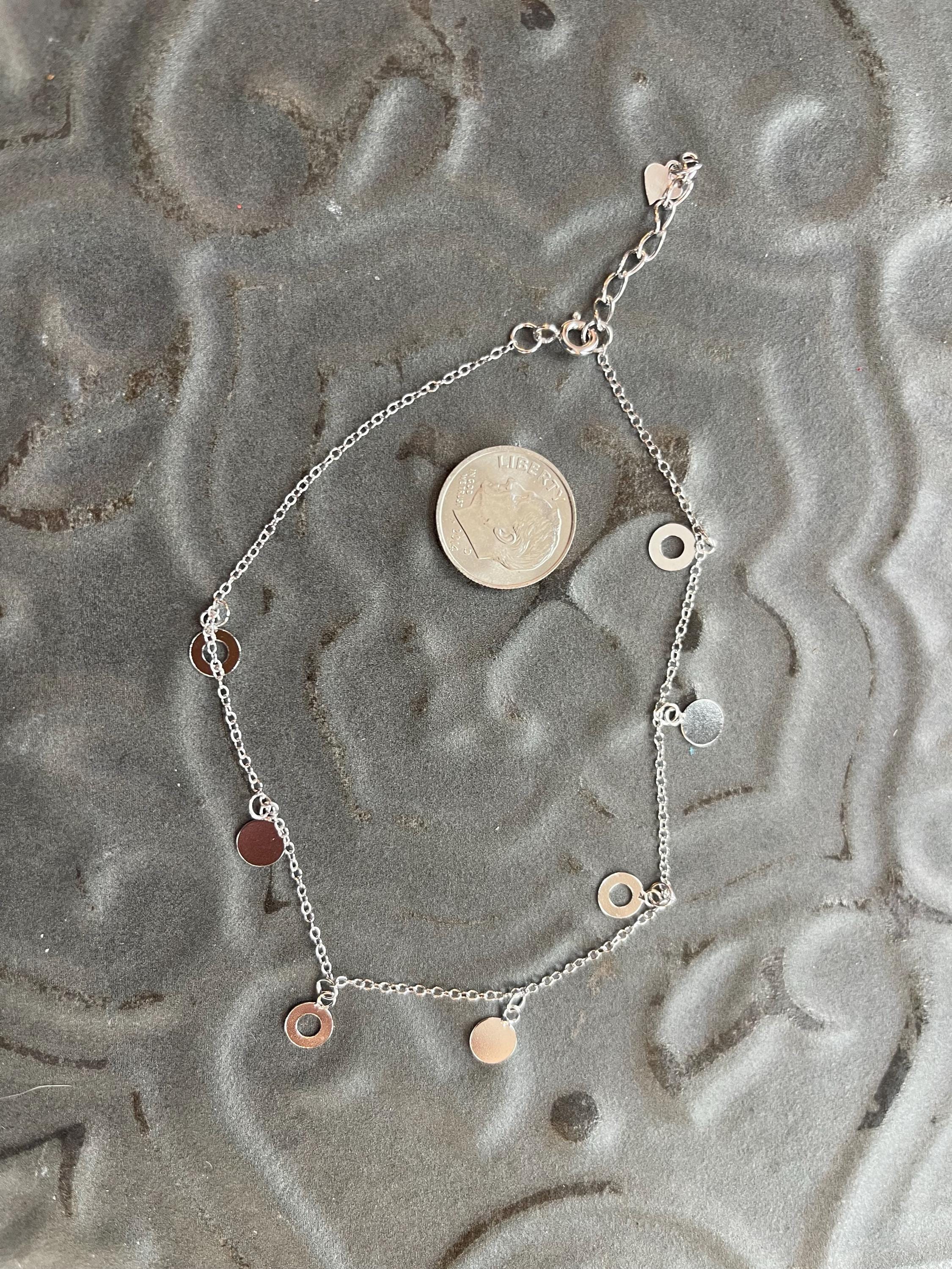 Sterling Silver Polished Circle Ankle Bracelet