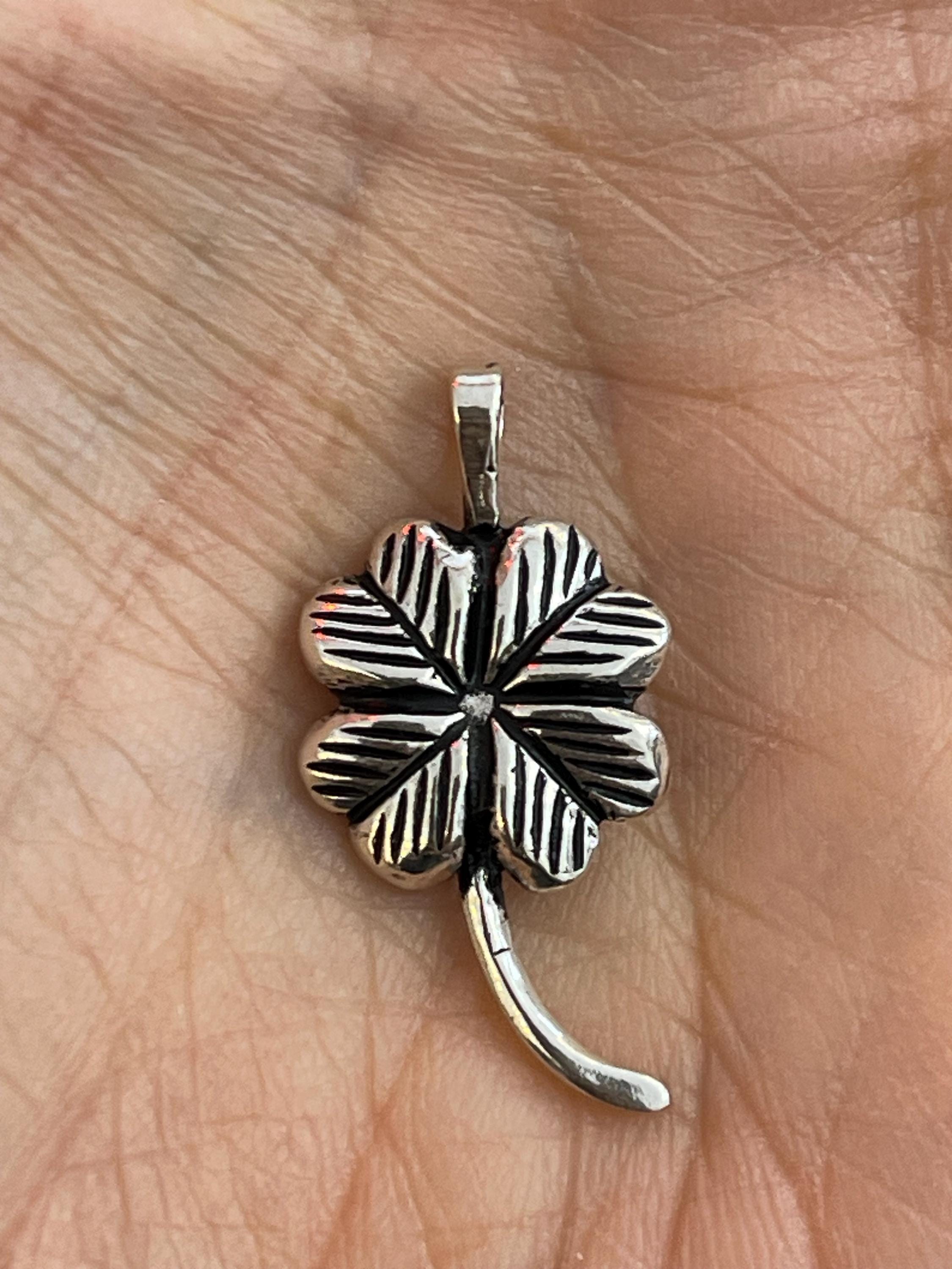 Sterling Silver Polished Textured Clover Chain Slide