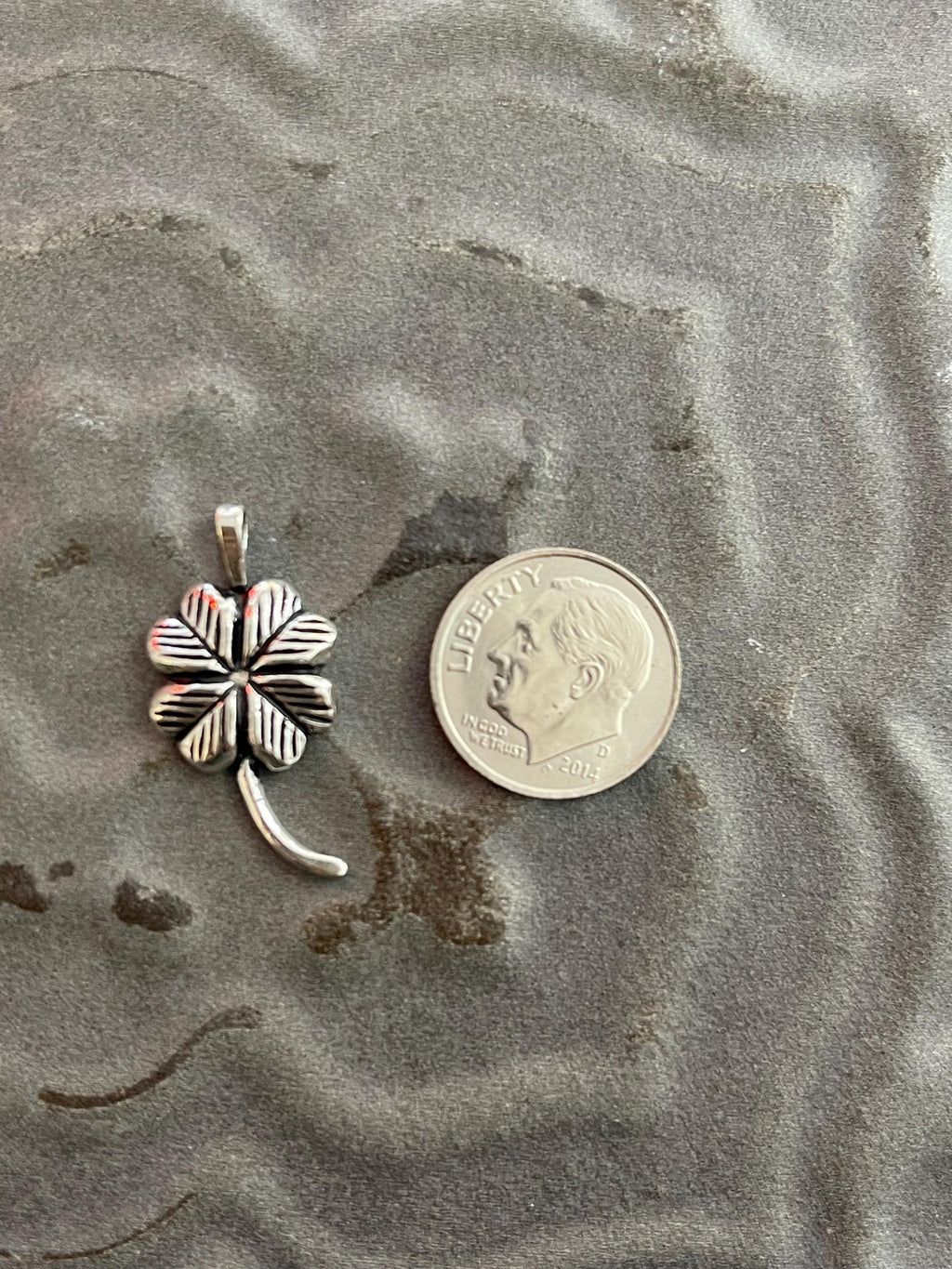 Sterling Silver Polished Textured Clover Chain Slide