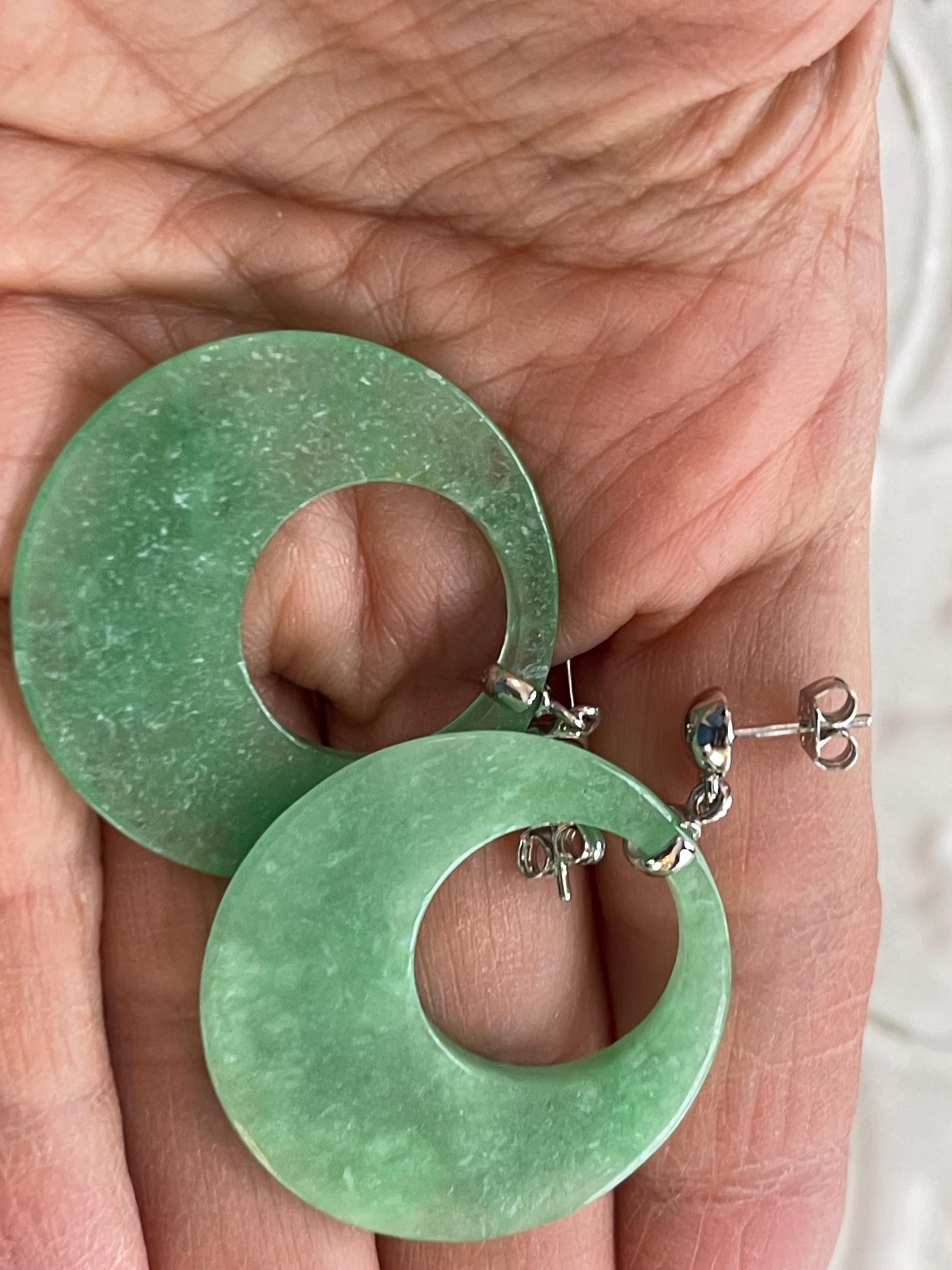 Sterling Silver Polished Jade Circle Post Earrings