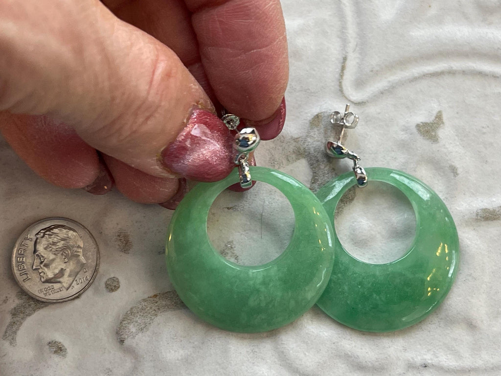 Sterling Silver Polished Jade Circle Post Earrings