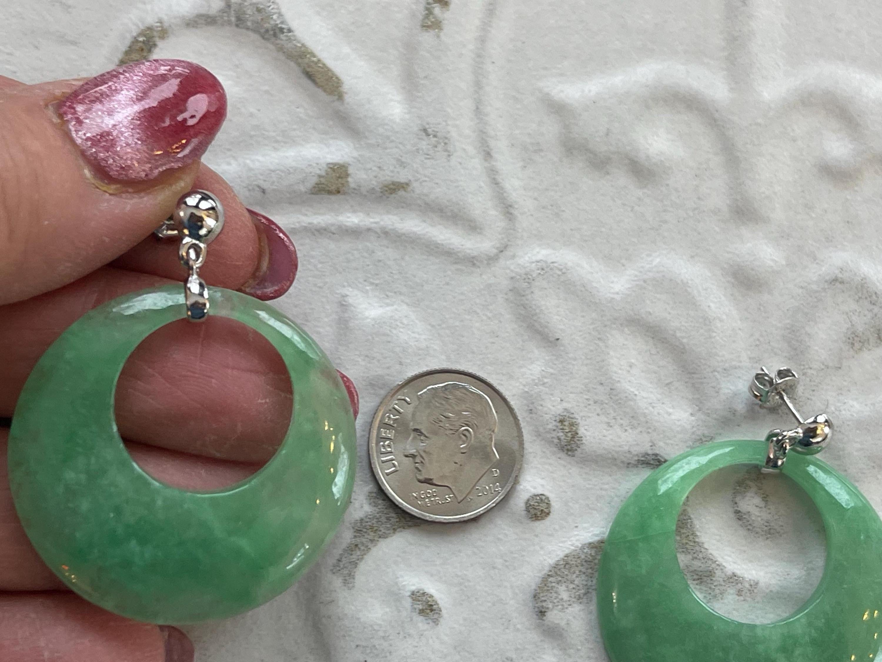 Sterling Silver Polished Jade Circle Post Earrings