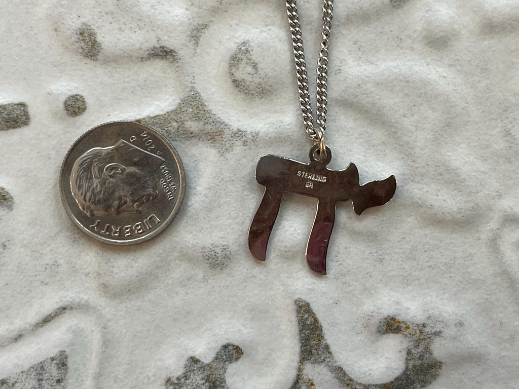 Sterling Silver Chai Pendant 18" Necklace Polished