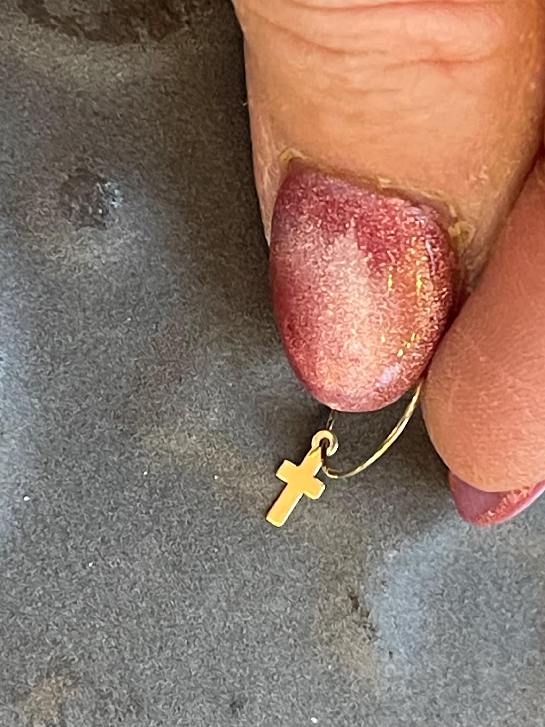 14K Madi K Small Hoop With Cross Dangle Children's Earrings