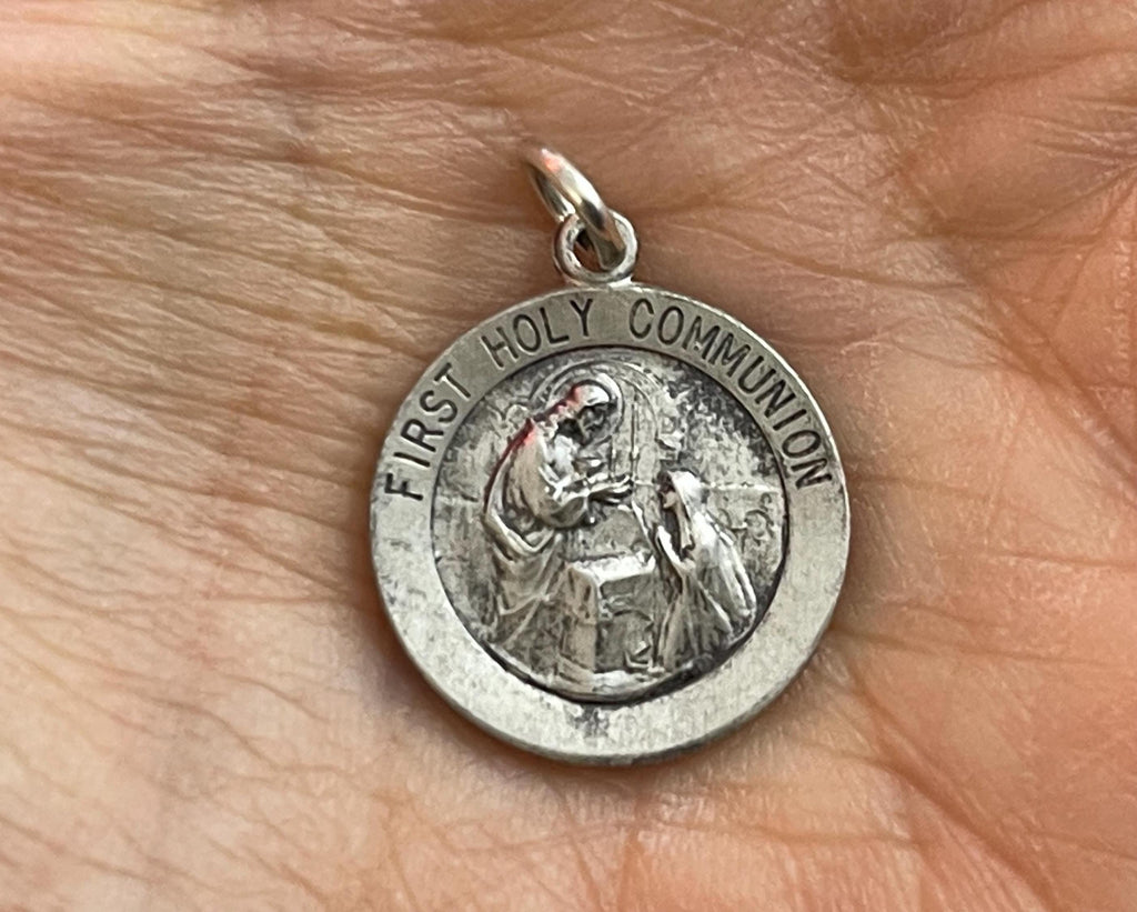 Sterling Silver 18 mm First Communion Medal Charm Pendant