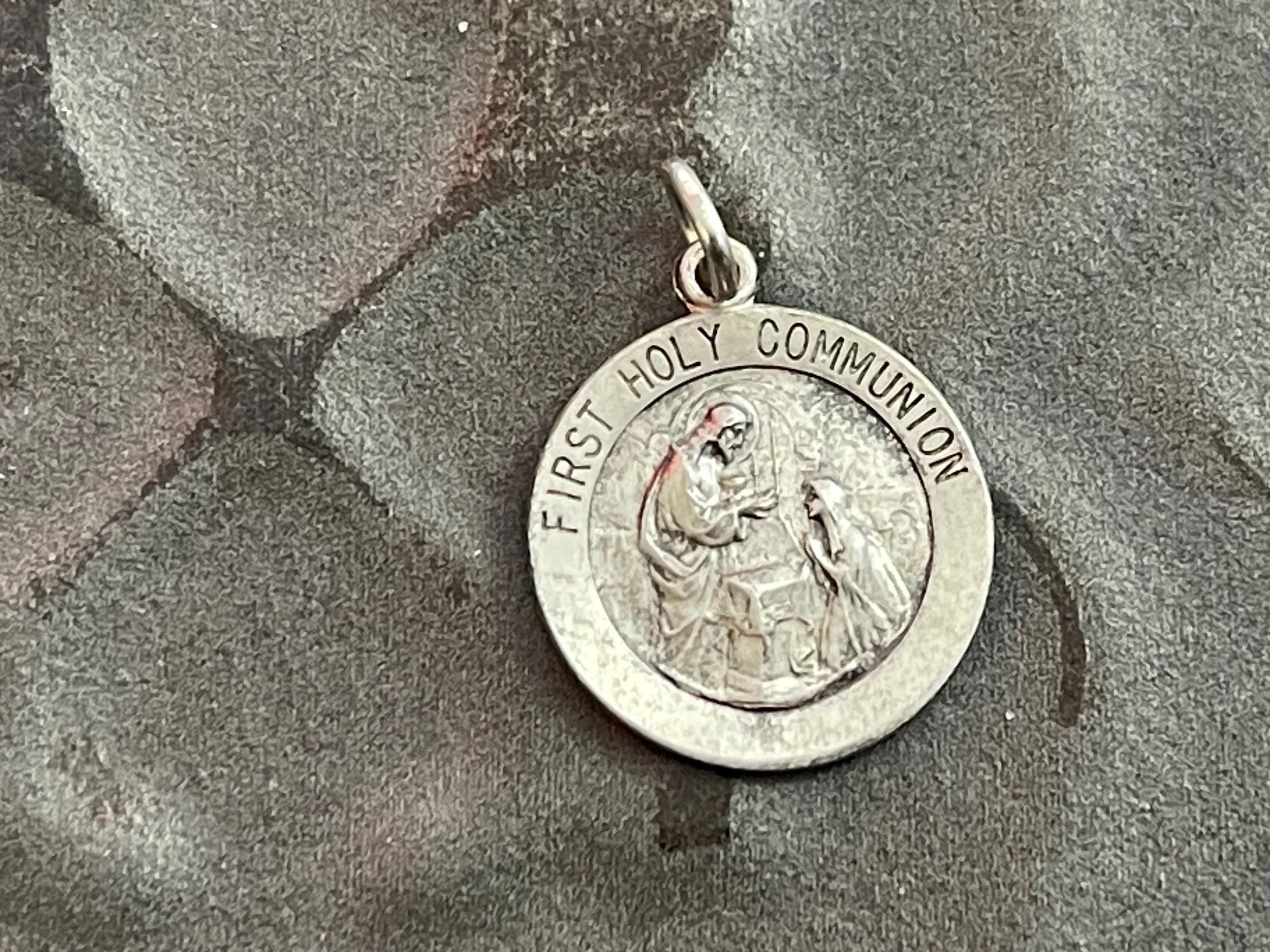 Sterling Silver 18 mm First Communion Medal Charm Pendant