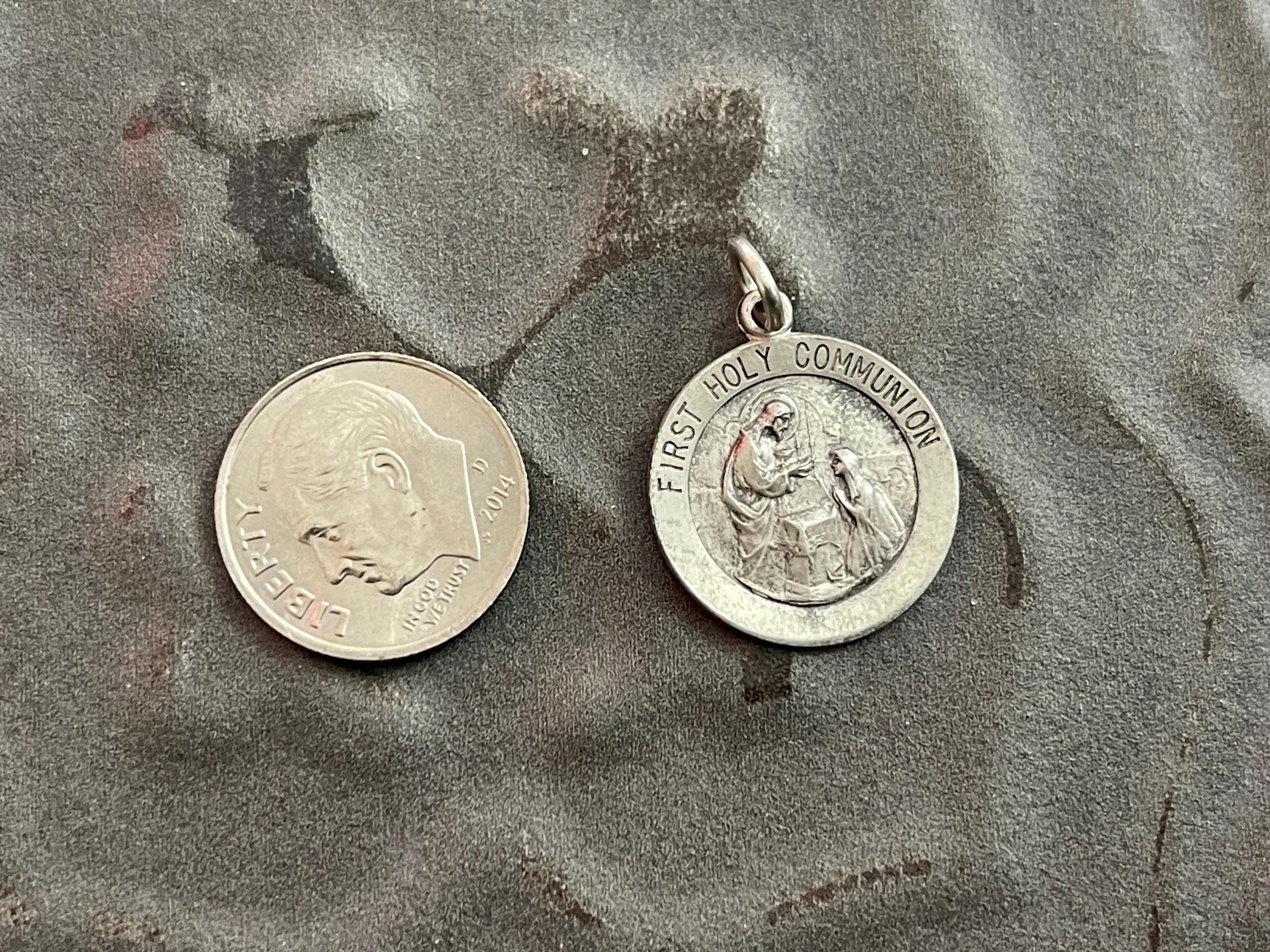 Sterling Silver 18 mm First Communion Medal Charm Pendant