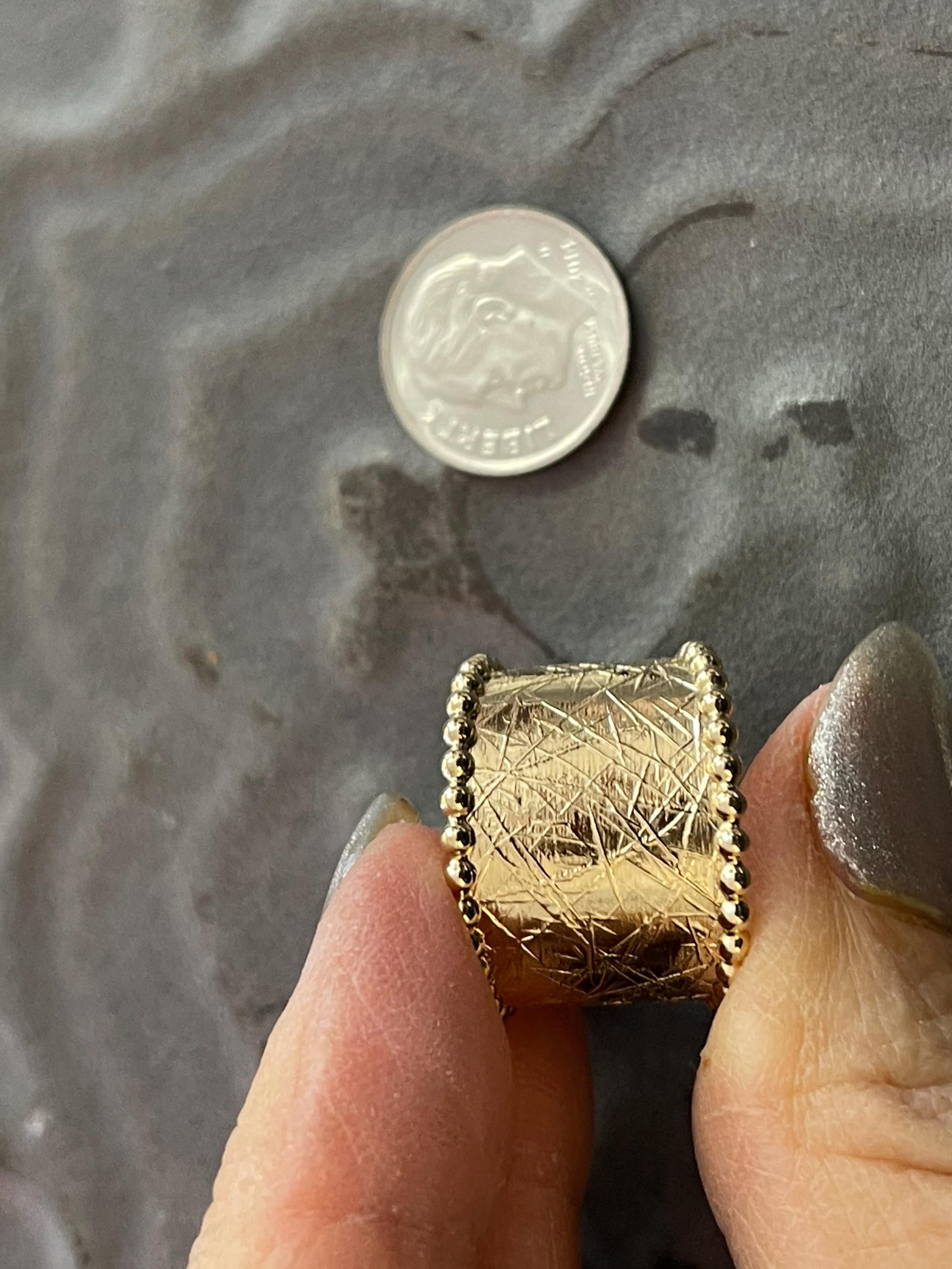 12/20 Yellow Gold-Filled Beaded Edge Textured Ring