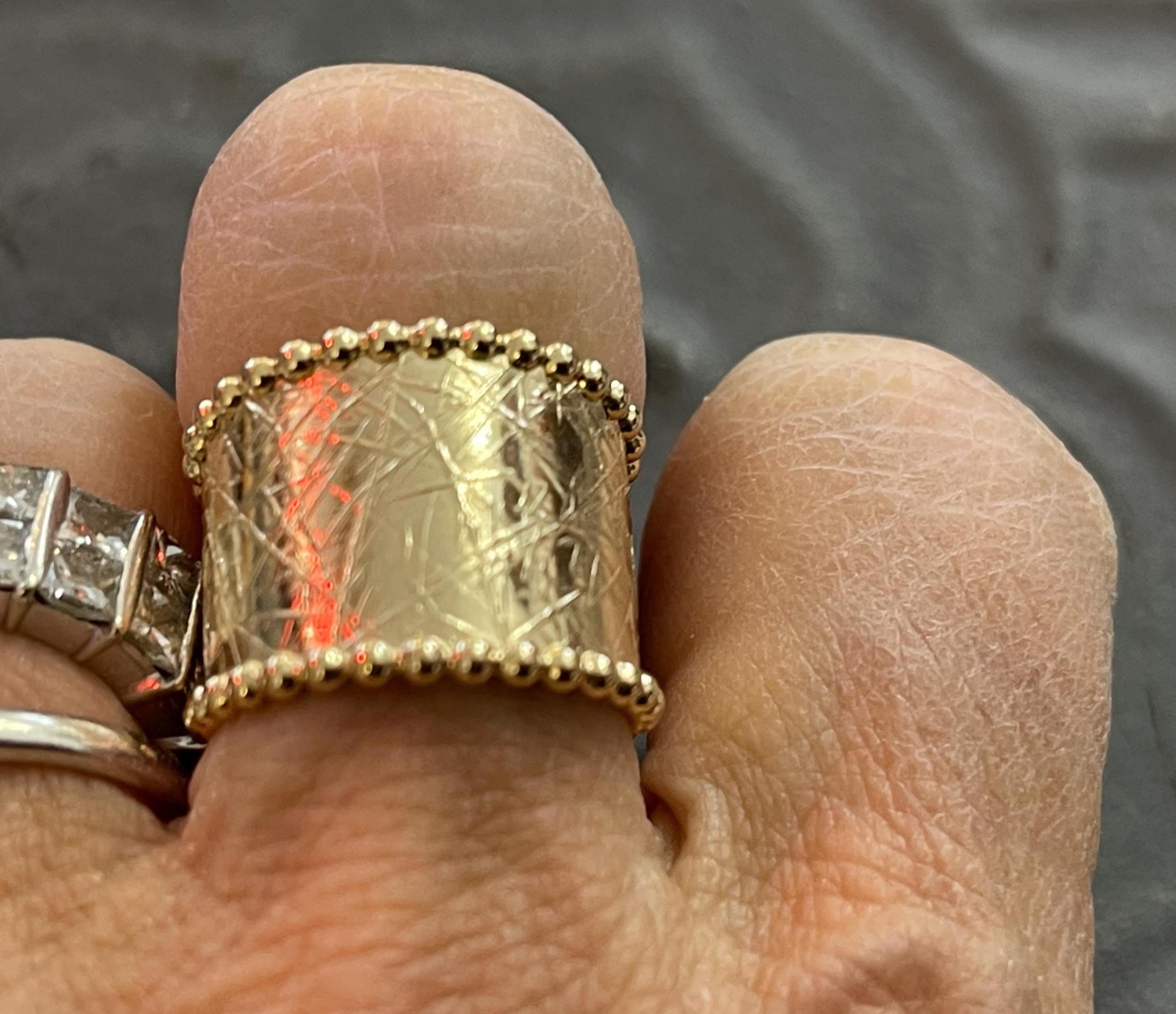12/20 Yellow Gold-Filled Beaded Edge Textured Ring