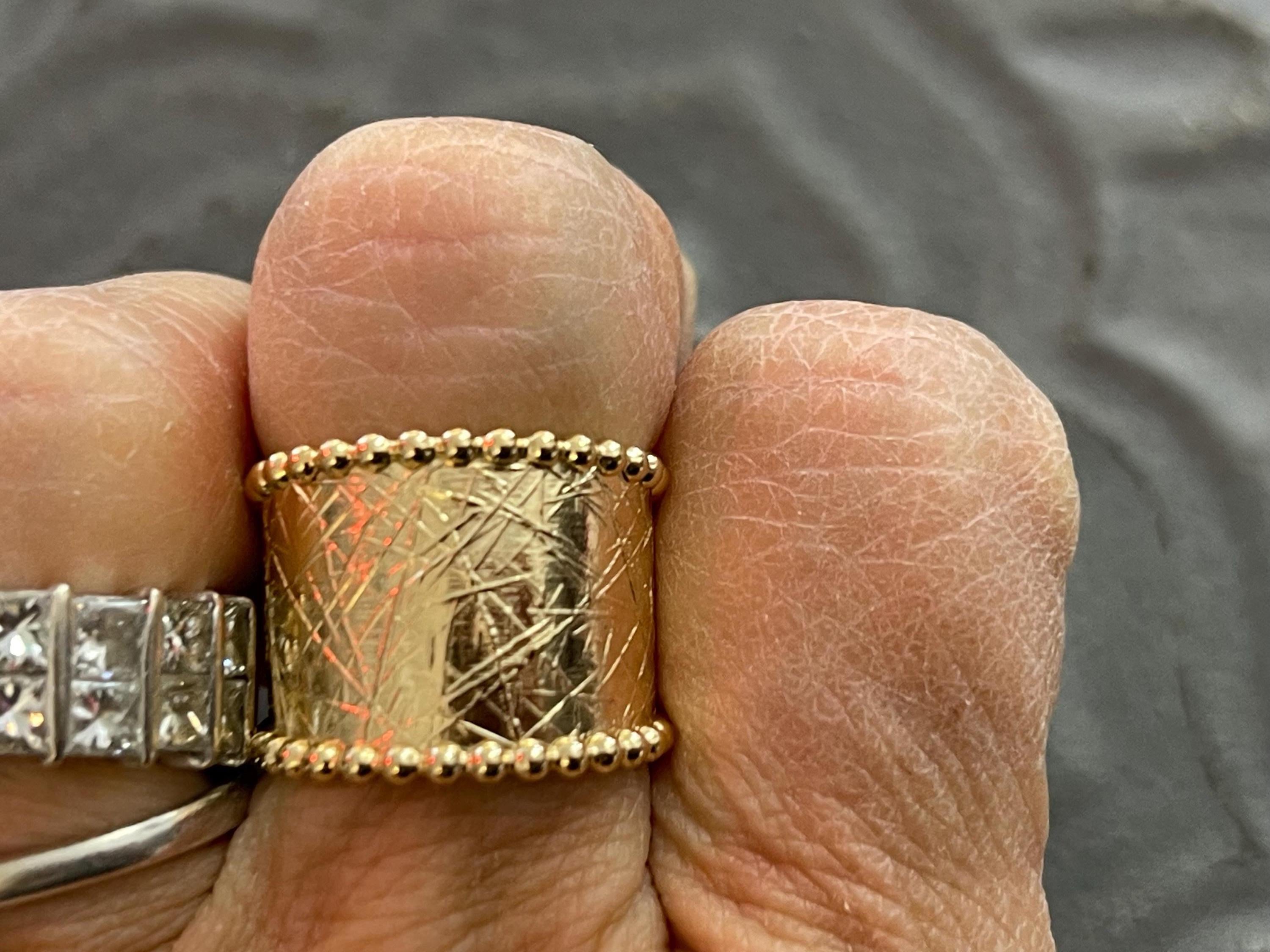 12/20 Yellow Gold-Filled Beaded Edge Textured Ring