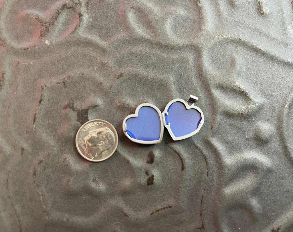 Sterling Silver Textured 18mm Floral Heart Polished Locket