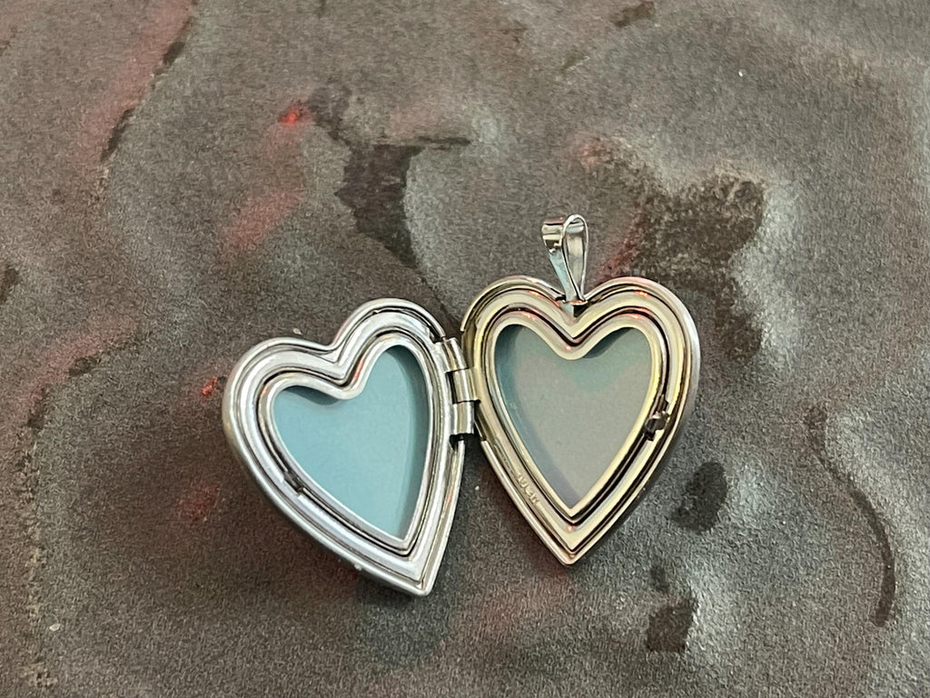 Sterling Silver Green Enamel Clover and Cross Heart Locket