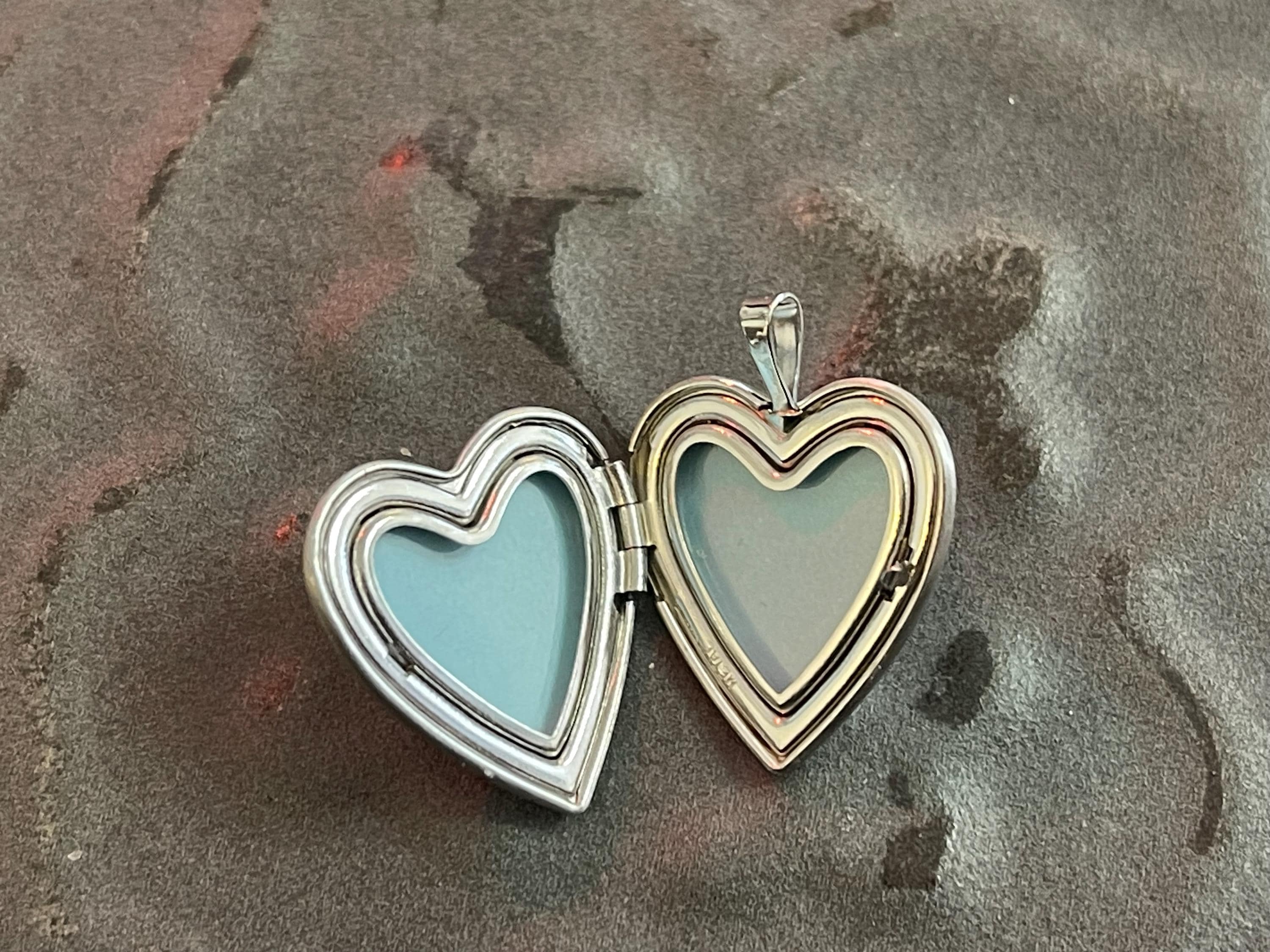 Sterling Silver Green Enamel Clover and Cross Heart Locket