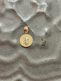 10K Yellow Gold with Rhodium San Benito Medal Pendant