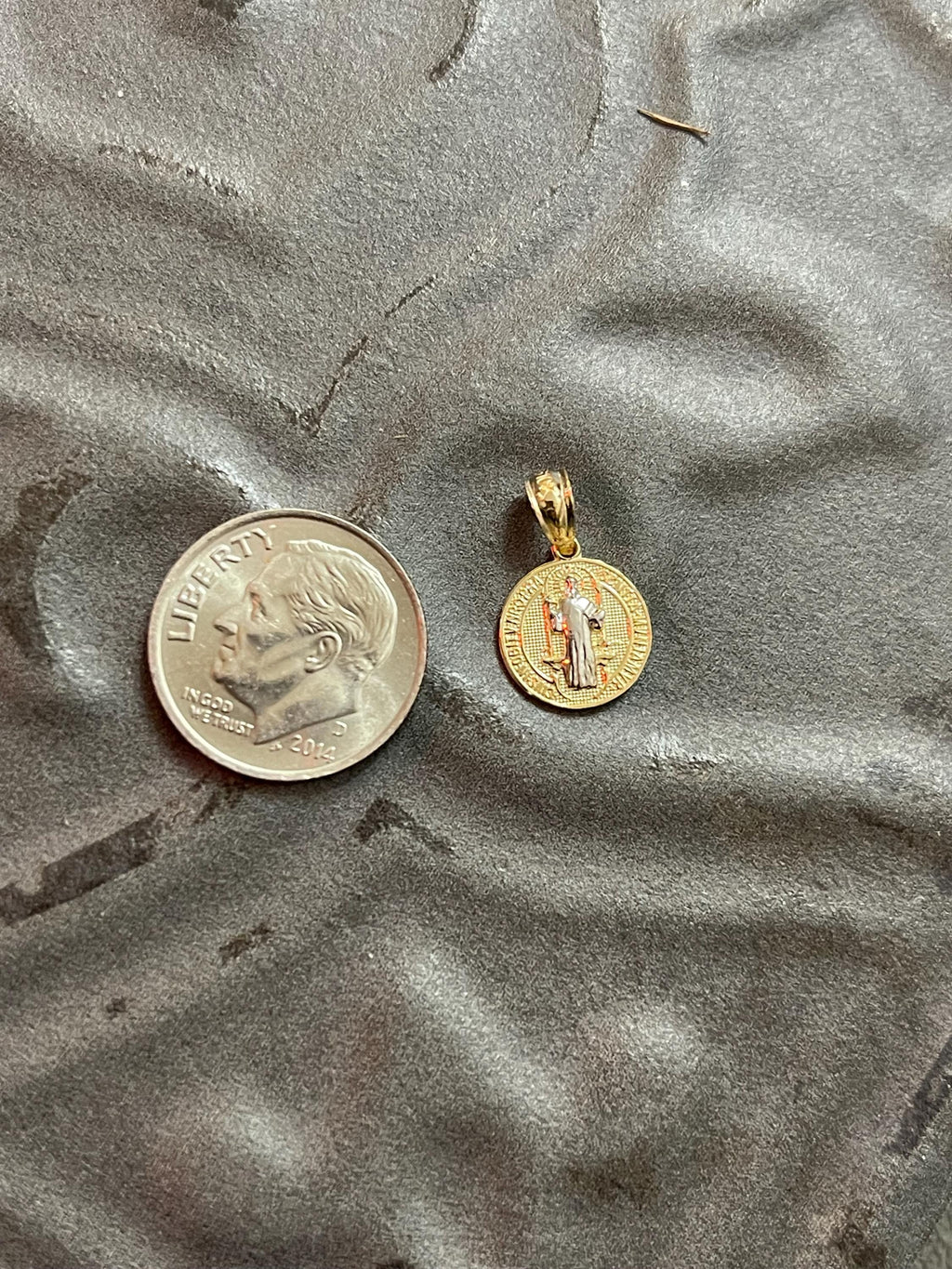 10K Yellow Gold with Rhodium San Benito Medal Pendant