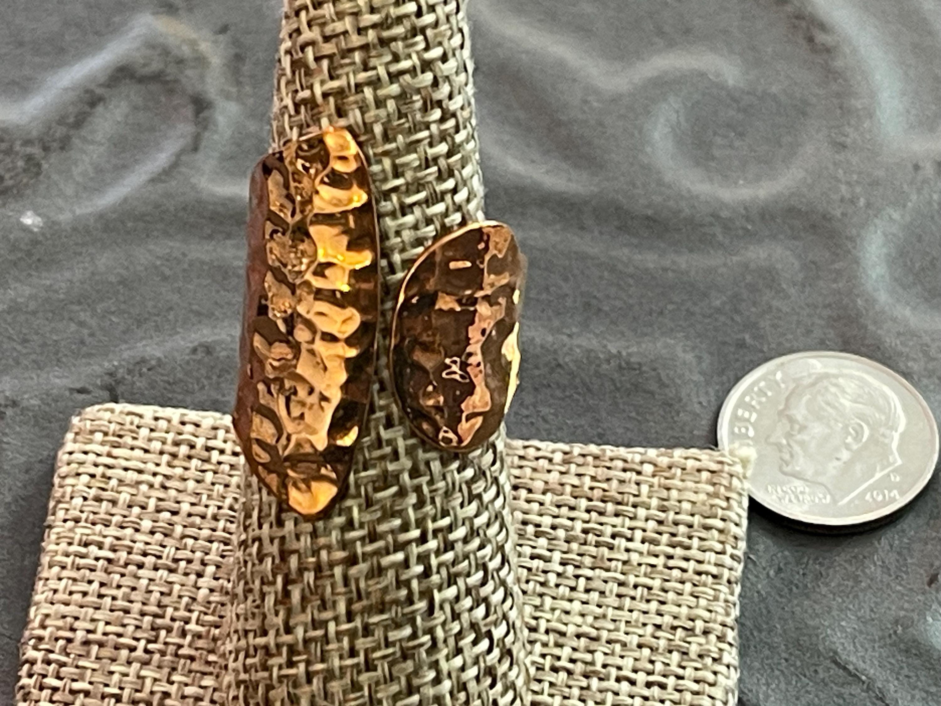 Copper Rose , Shiny Hammered Open Negative Space Ring