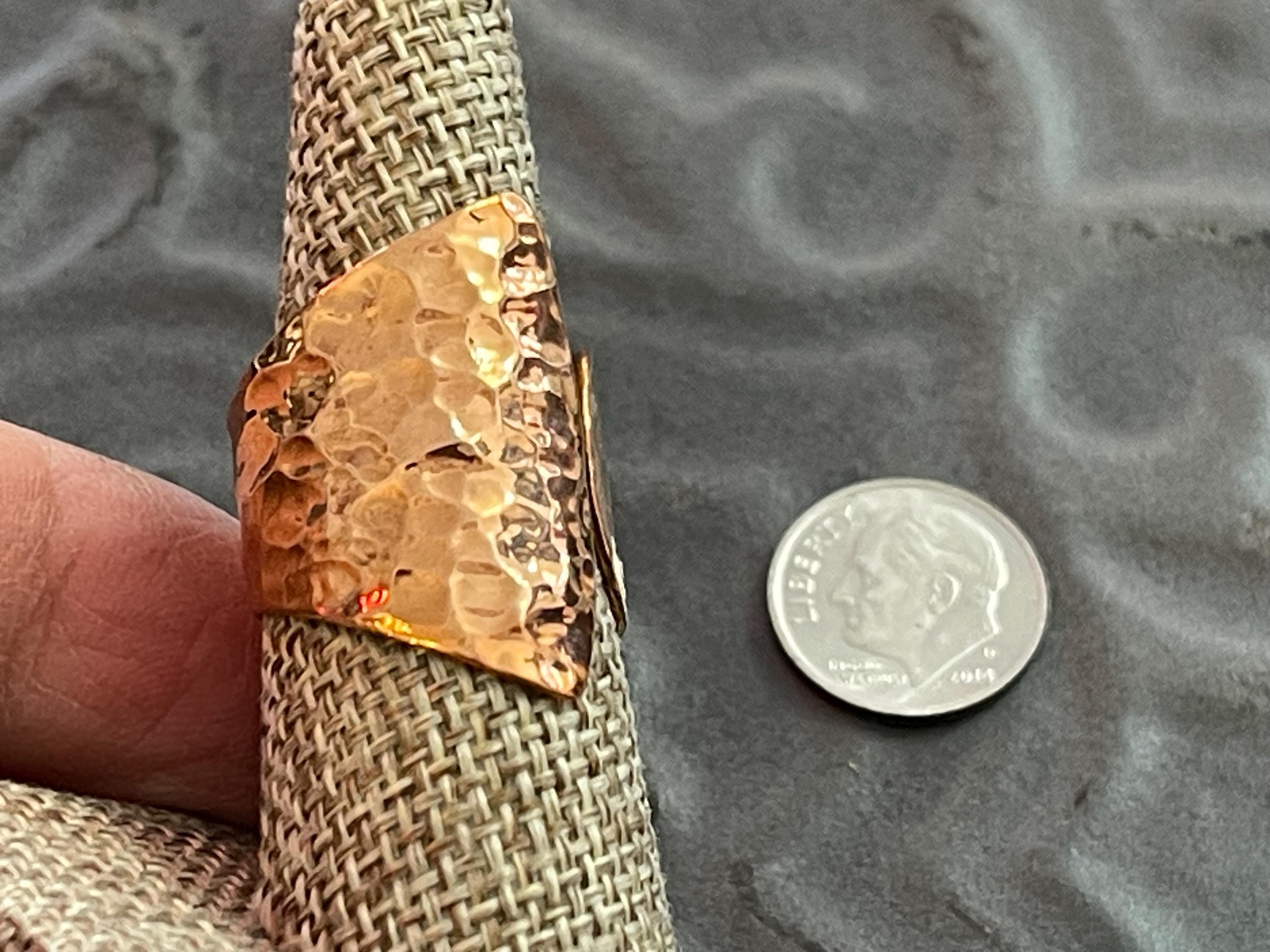 Copper Rose , Shiny Hammered Open Negative Space Ring