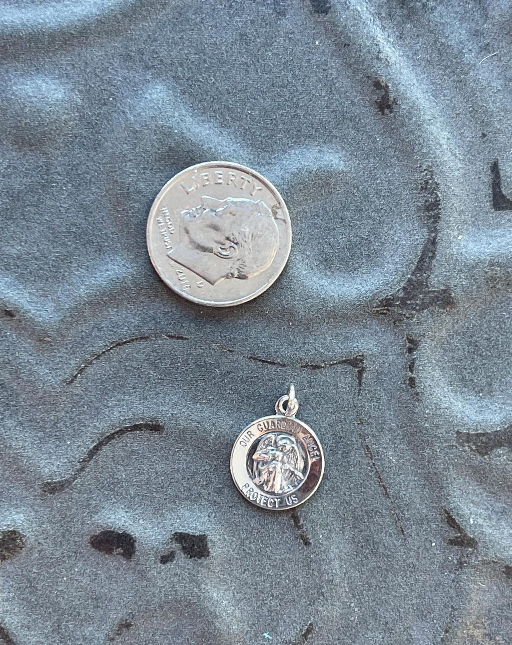 Sterling Silver 12 mm Guardian Angel Medal Pendant Charm