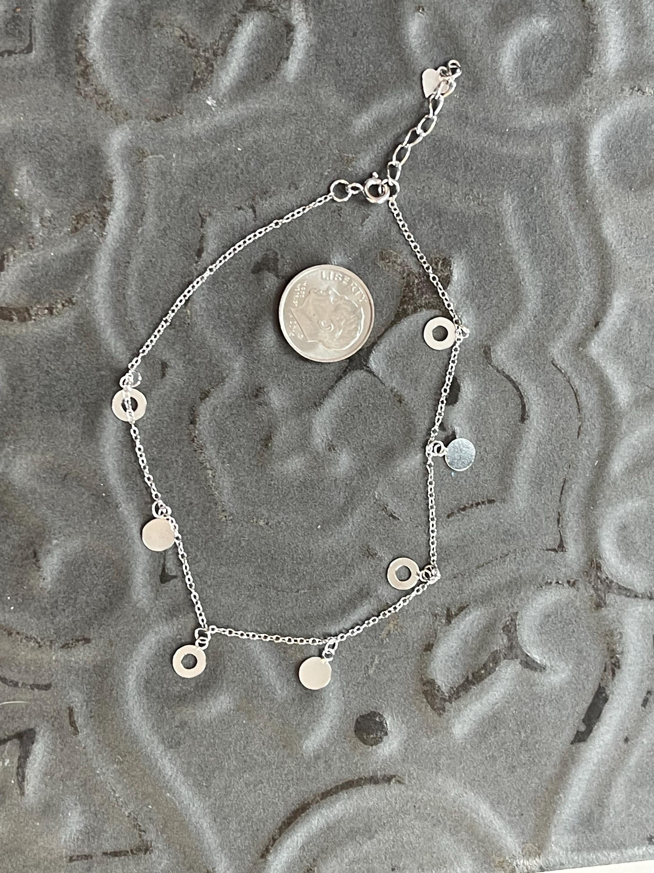 Sterling Silver Polished Circle Ankle Bracelet